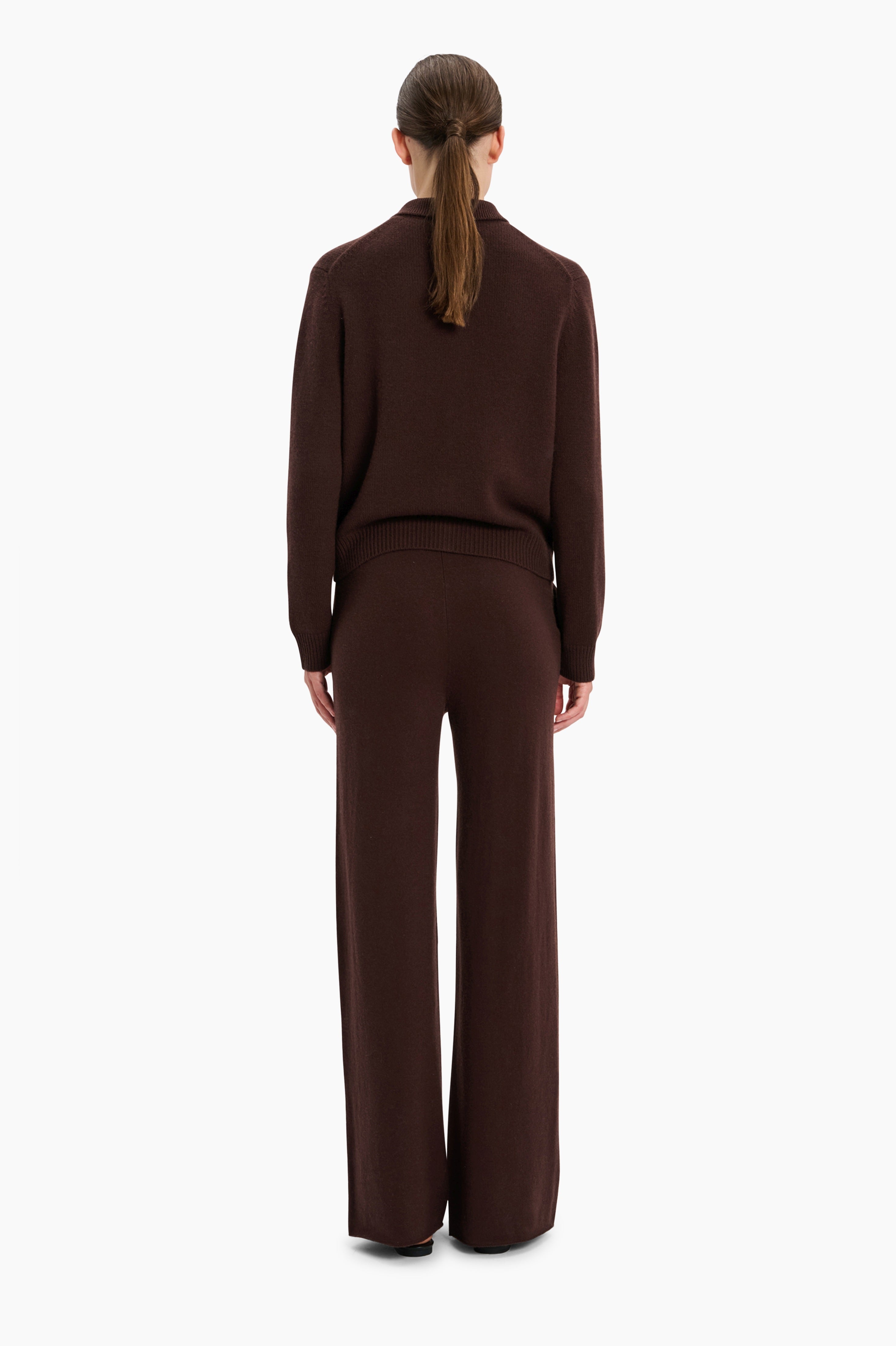 Temple Row cashmere Cardigan - Dark Chocolate – back view
