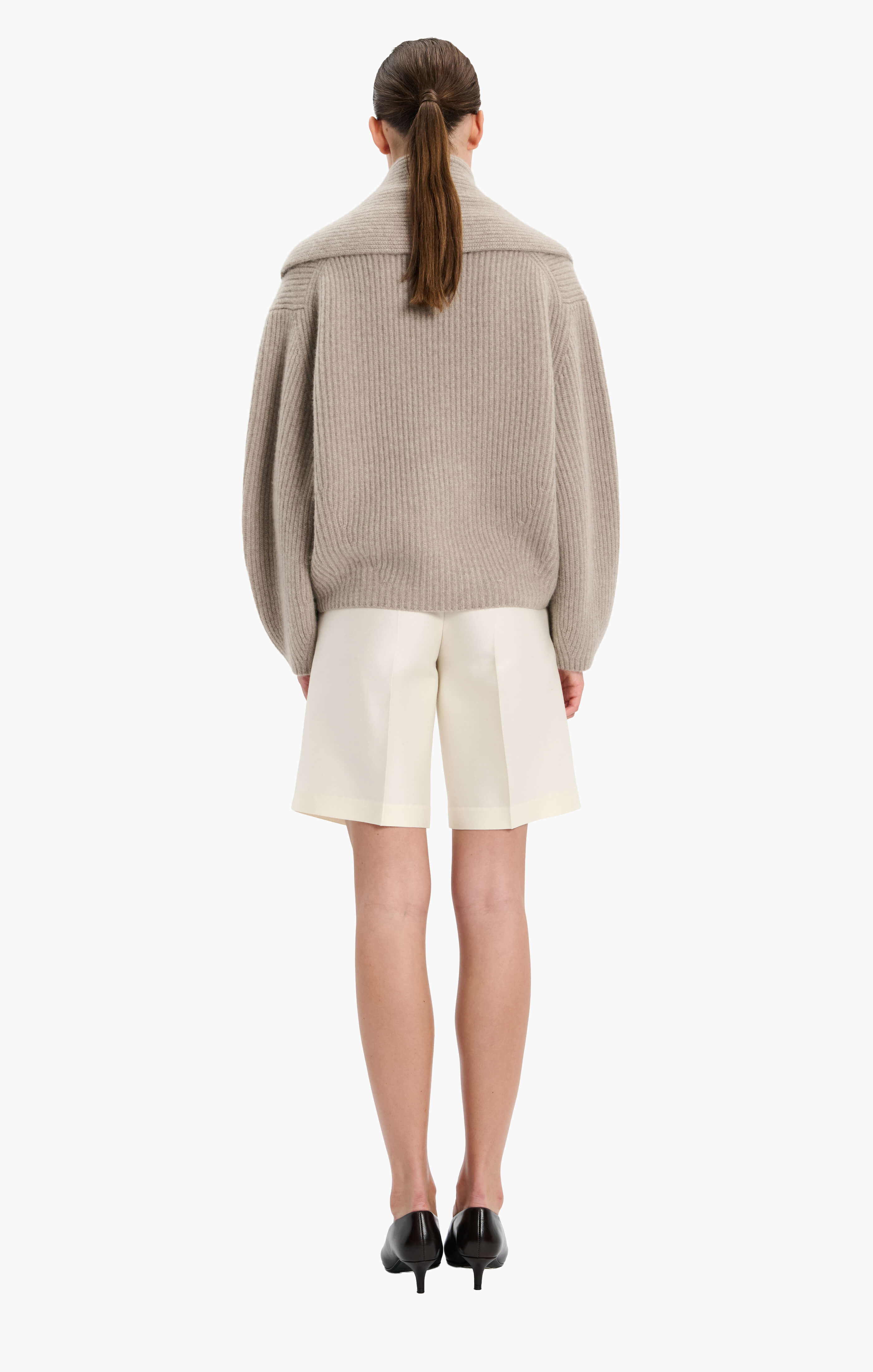 Coatigan cashmere Cardigan - Beige Melange – back view
