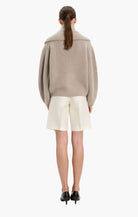 Coatigan cashmere Cardigan - Beige Melange – back view