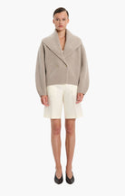 Coatigan cashmere Cardigan - Beige Melange – front view
