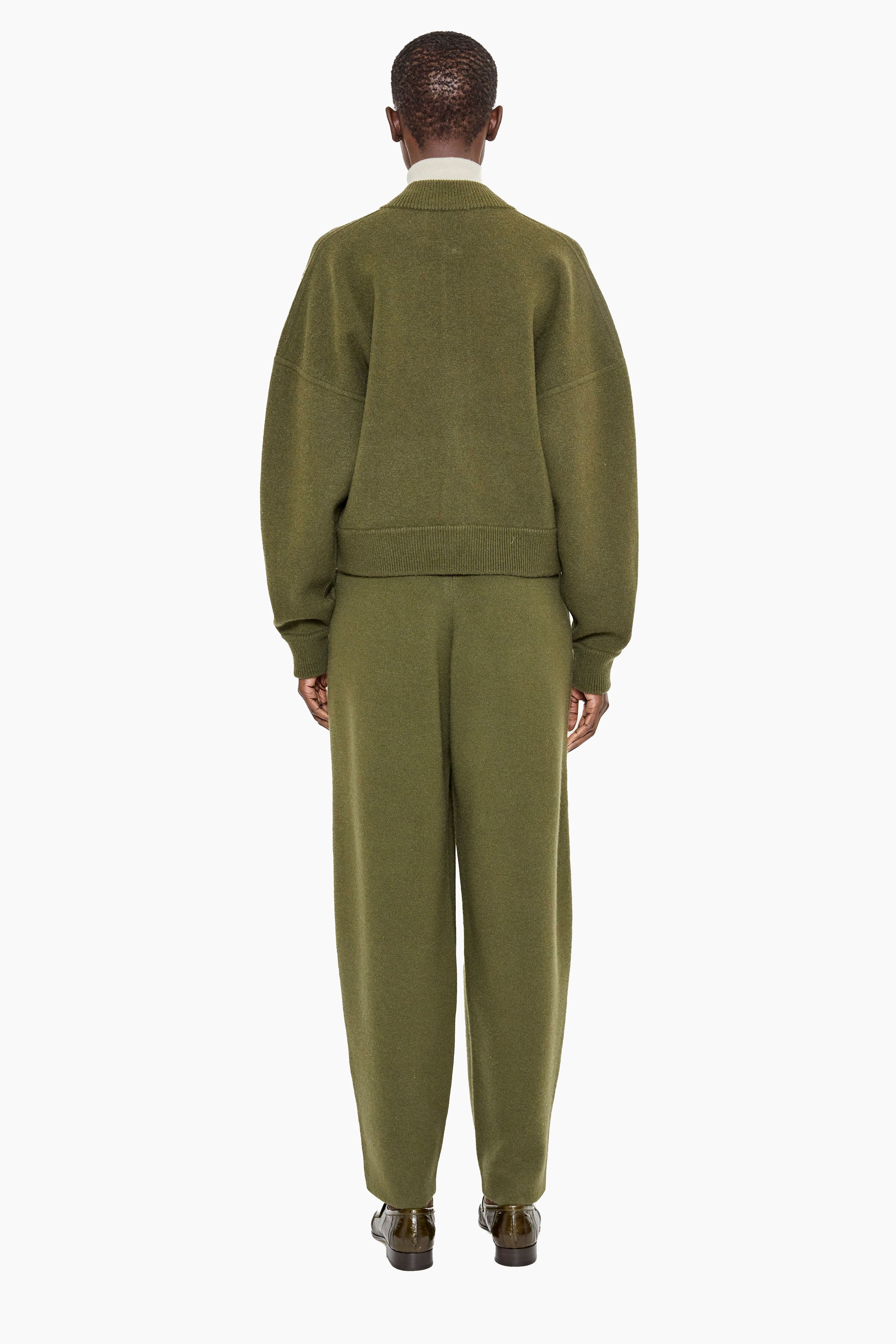 New Jace cashmere Sweater - Dark Olive/Ash Taupe – back view