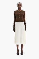 Stanley cashmere Cardigan - Brown Chocolate Marl – front view