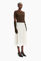 Stanley cashmere Cardigan - Brown Chocolate Marl – side view