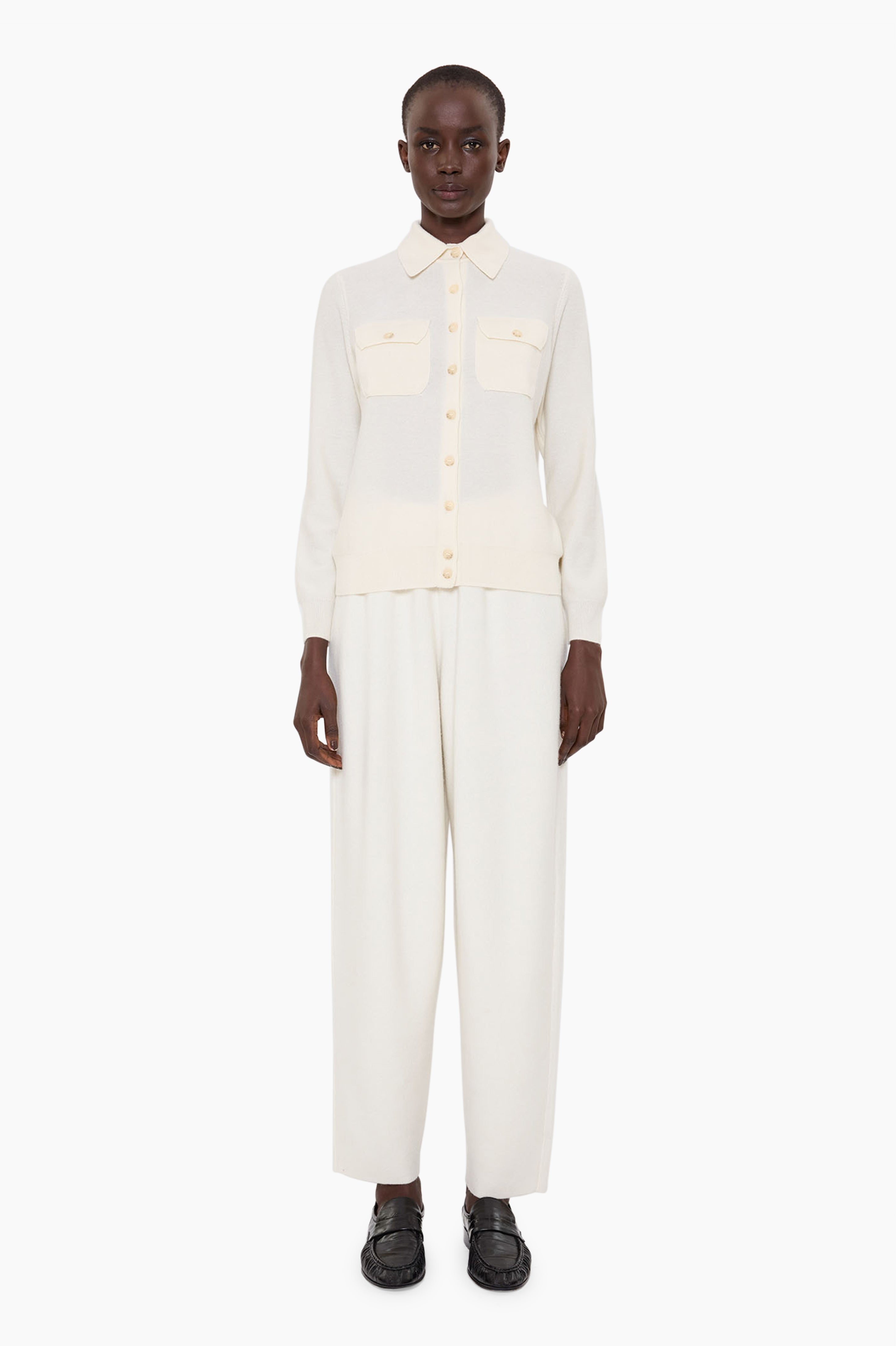 Kaci cashmere Cardigan - Ivory – front view