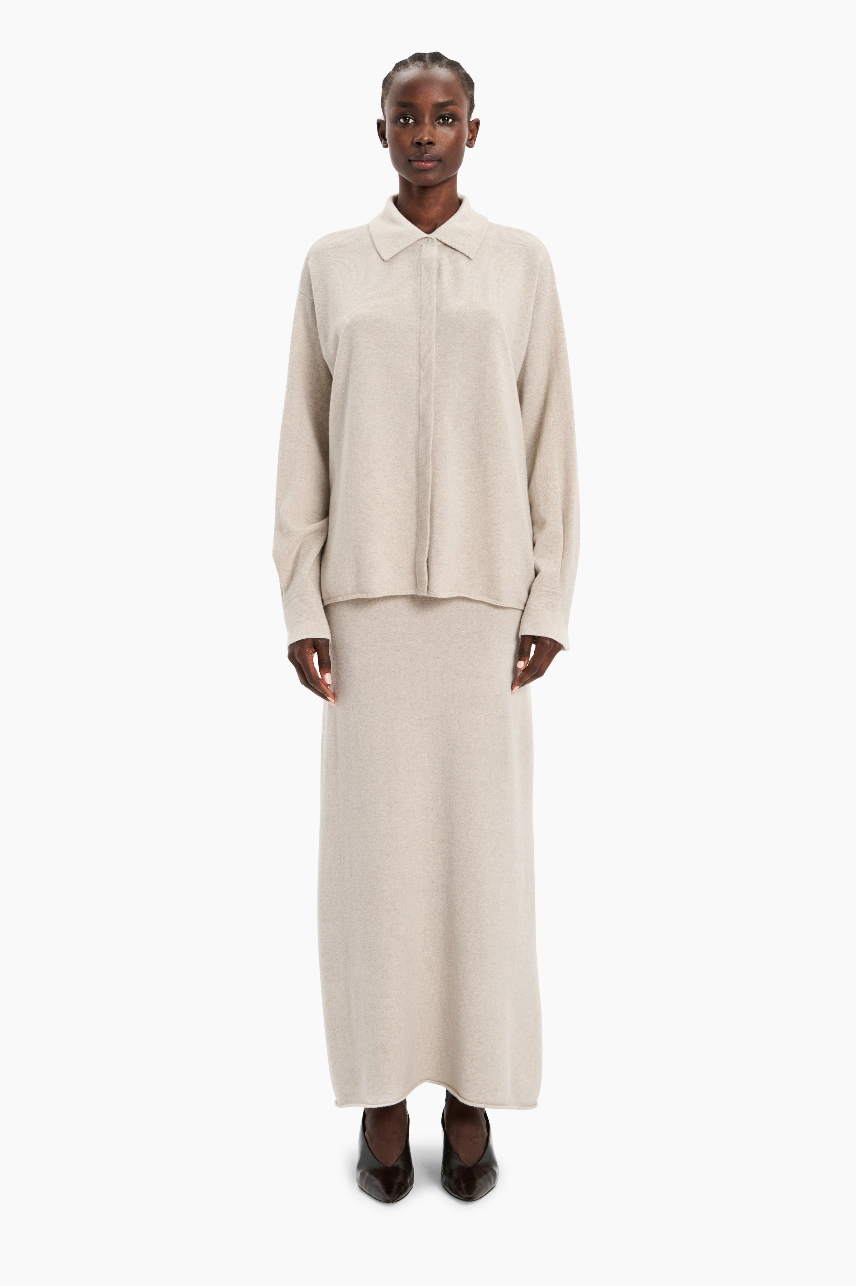Limehouse cashmere Shirt - Chai – front view
