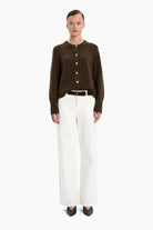 Belgravia cashmere Cardigan - Smoked Brown – front view