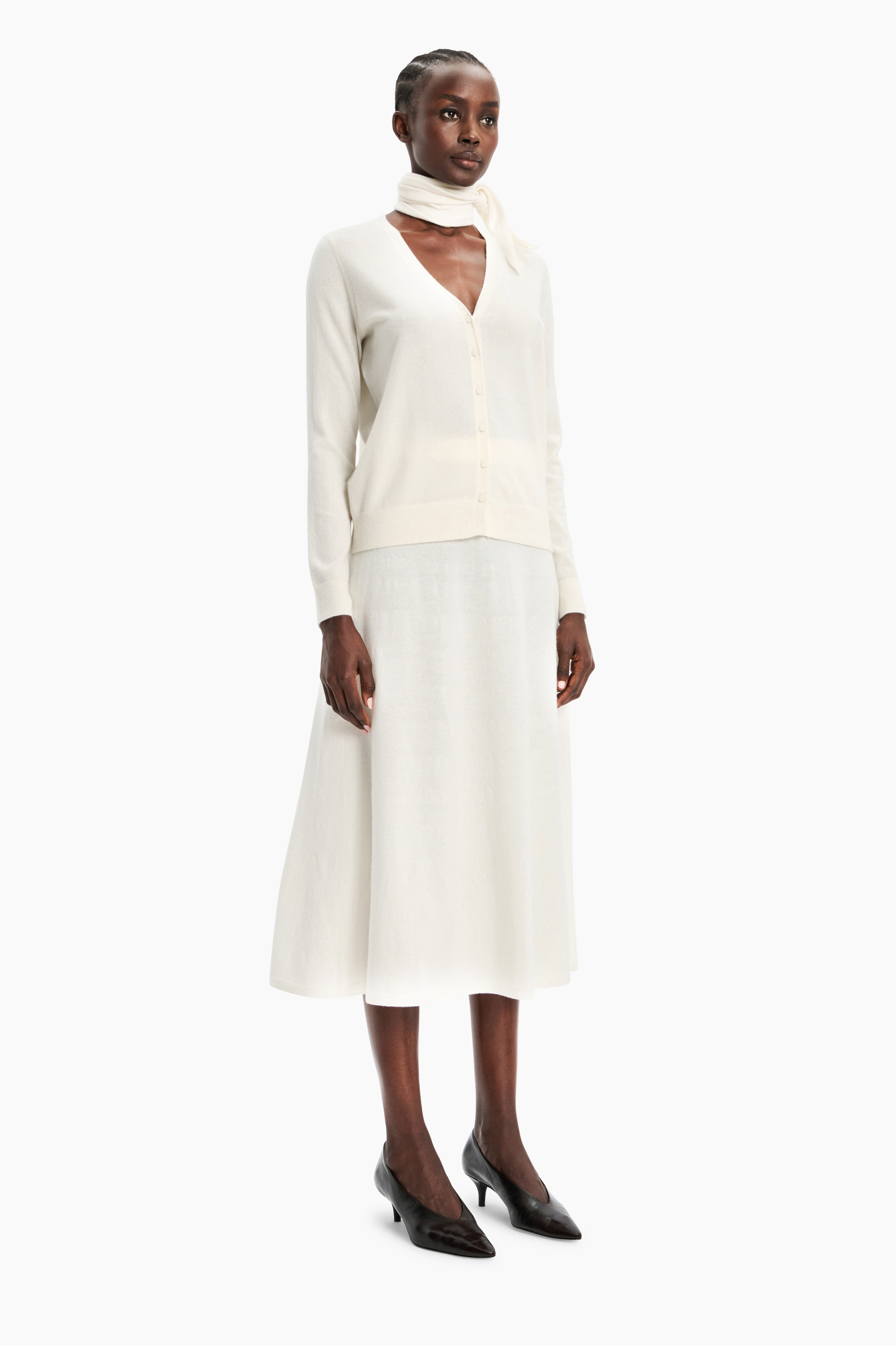 Avalon cashmere Cardigan - Ivory – side view