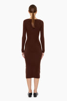 Aubree cashmere Dress - Chocolate Brown – back view