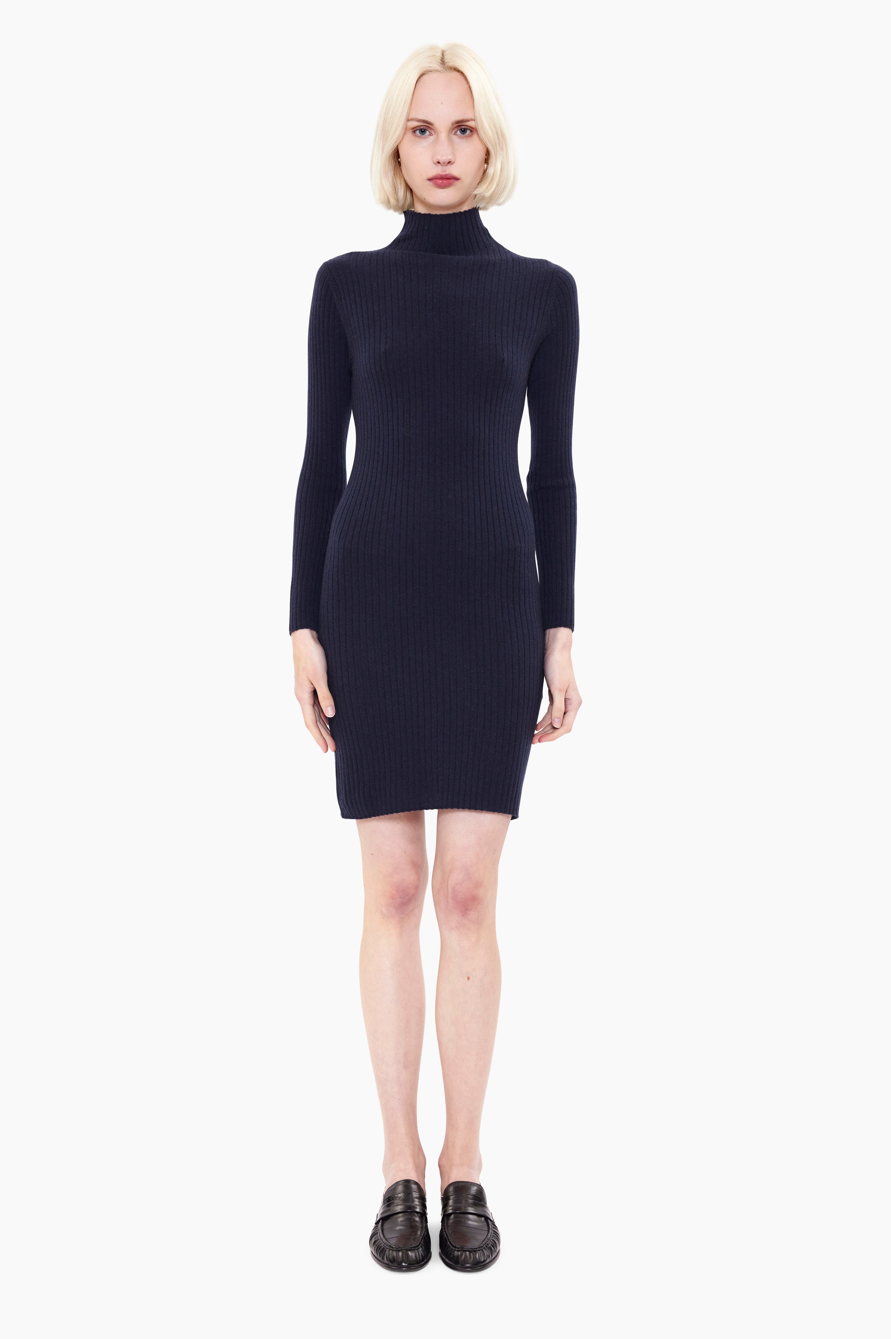 Maddie cashmere Dress - Navy – front view