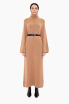 Roma cashmere Dress - Dark Camel – front view