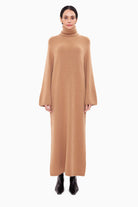 Roma cashmere Dress - Dark Camel – front view