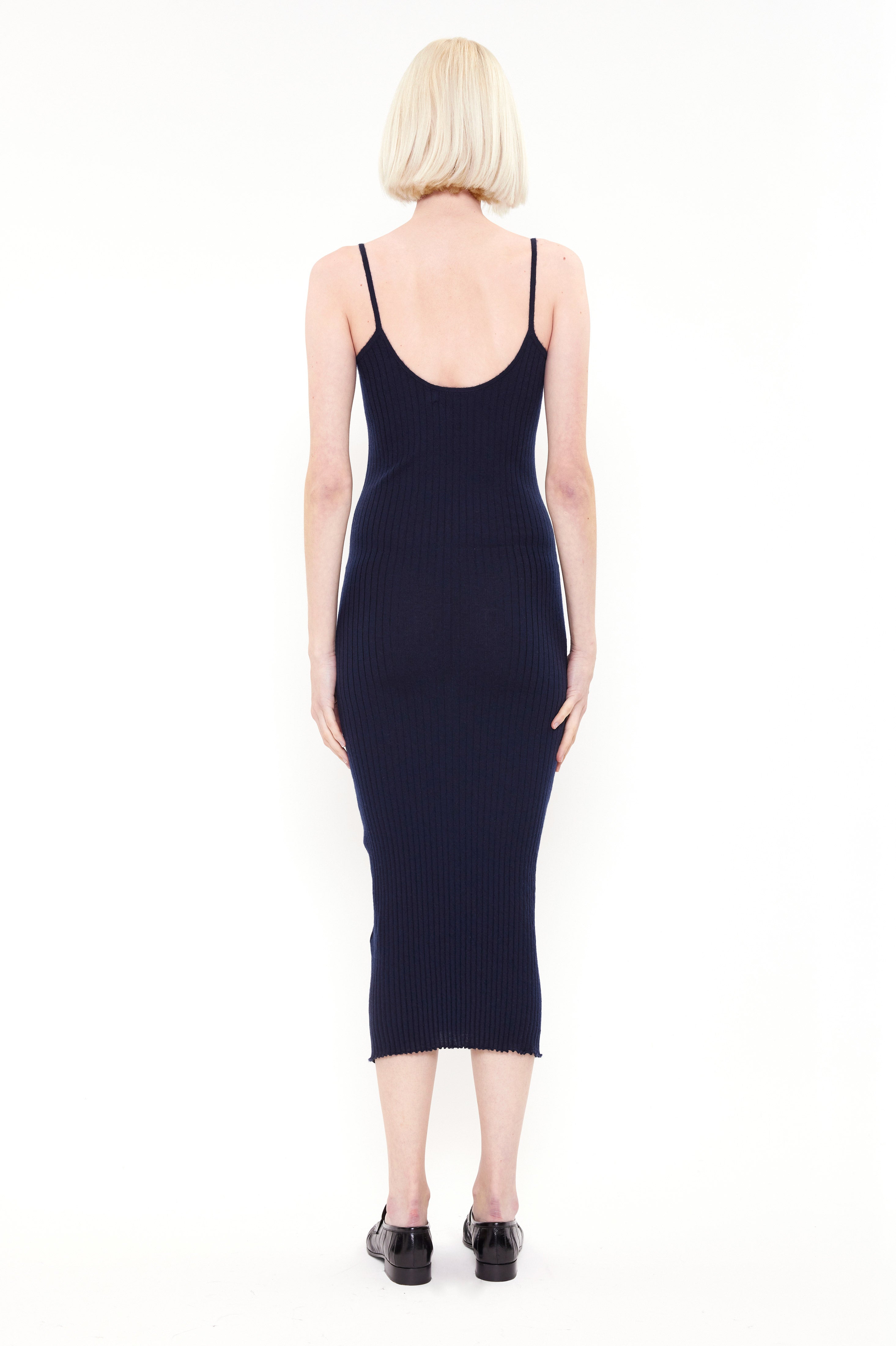 Yana cashmere Dress - Navy – back view
