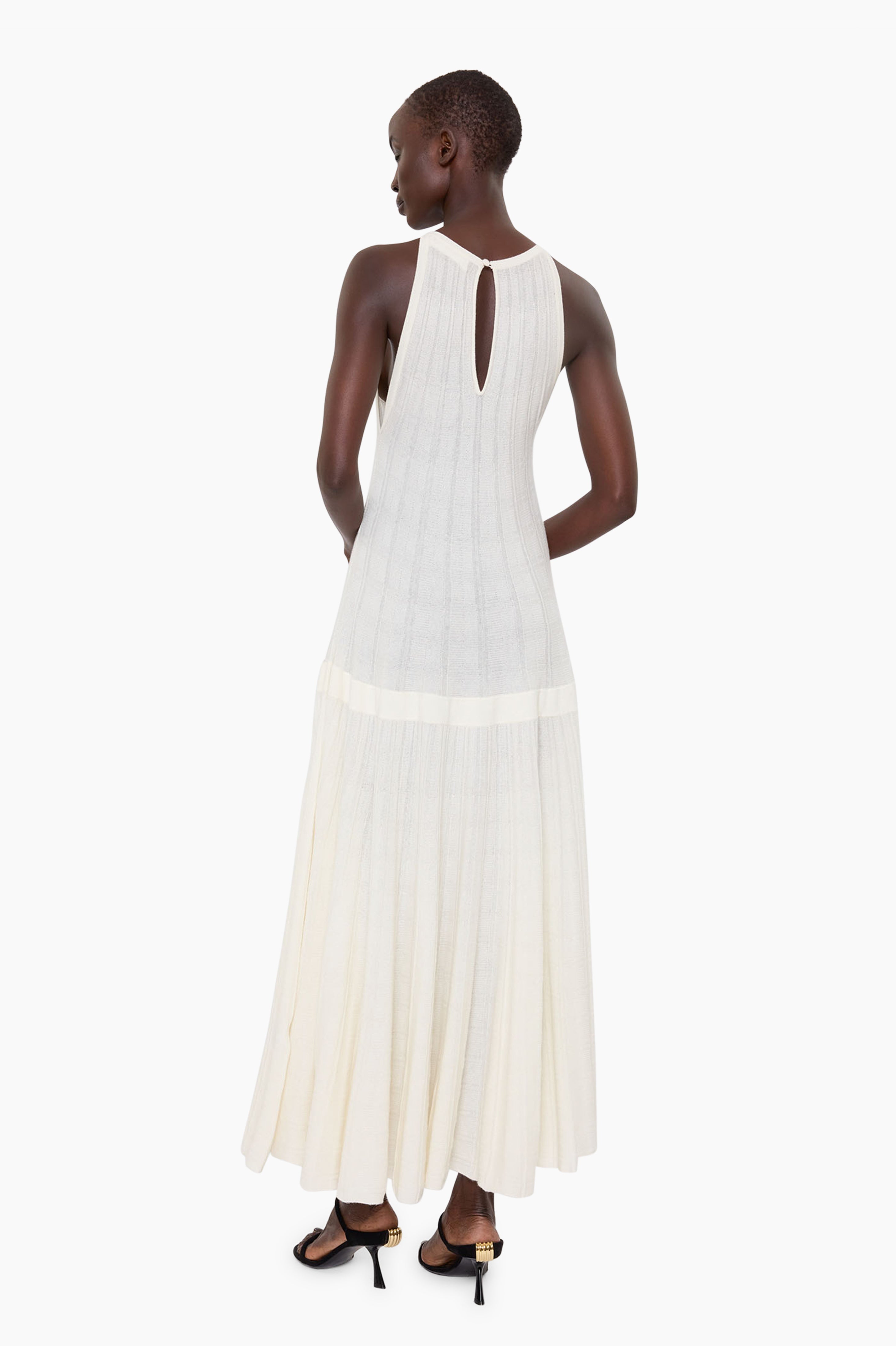 Evangeline cashmere Dress - Ivory – back view