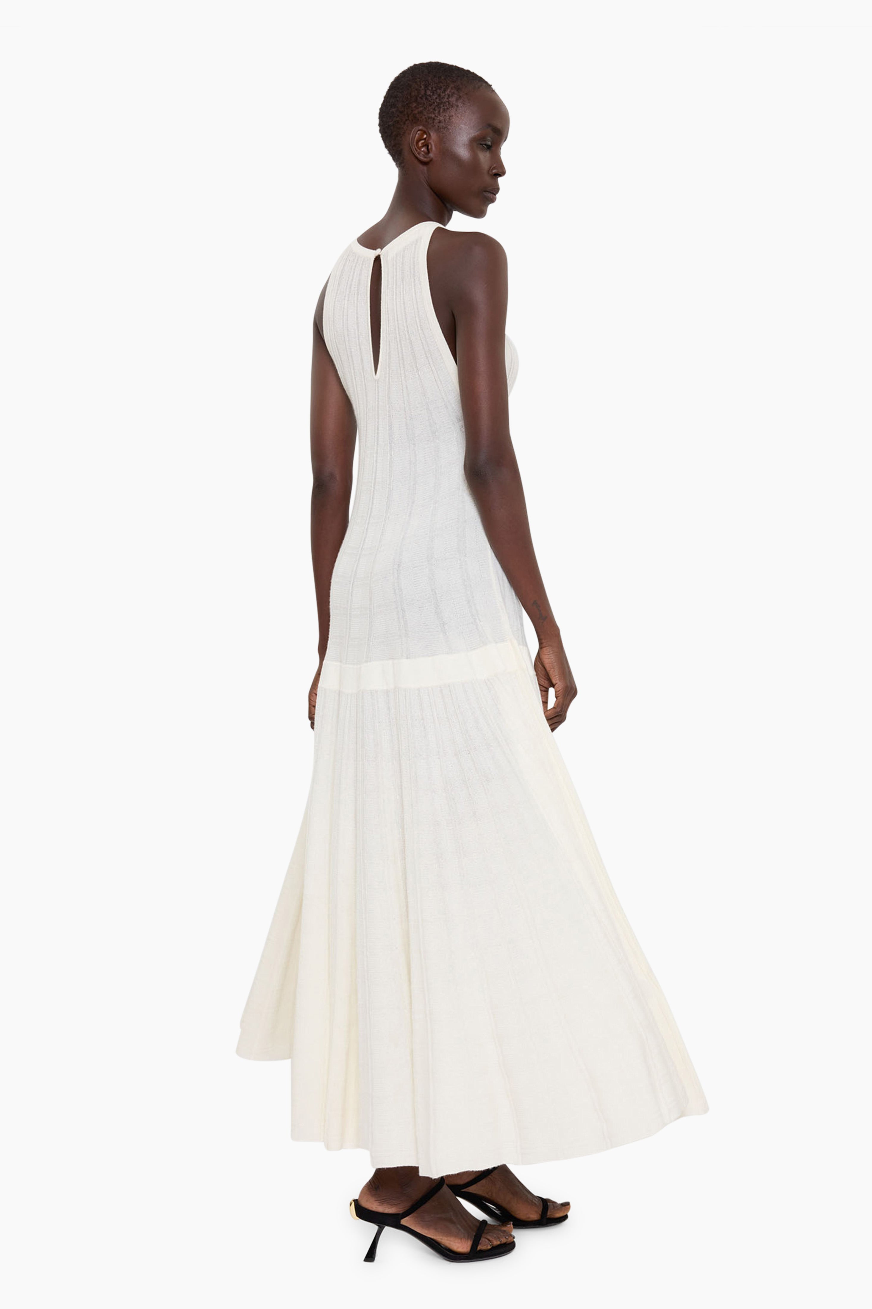 Evangeline cashmere Dress - Ivory – back view
