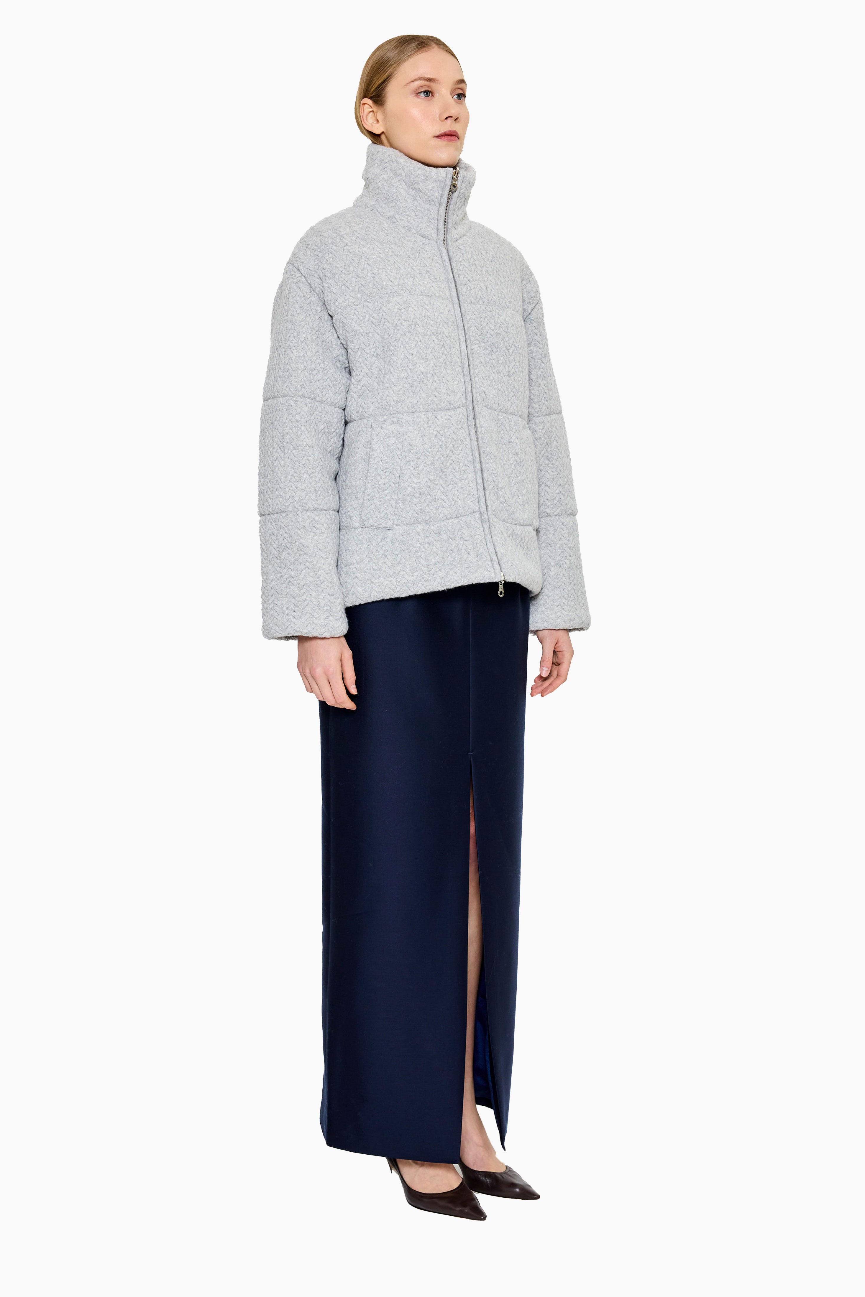 Richmond cashmere Jacket - Husky Grey – side view