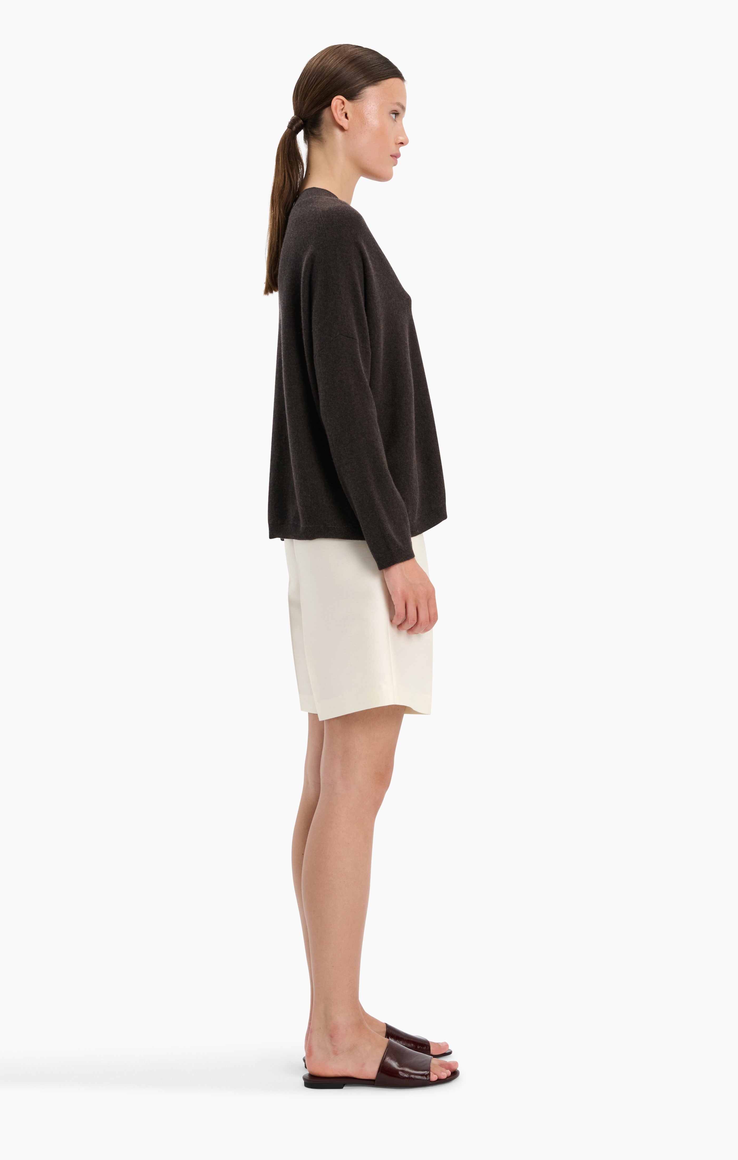 Bailey cashmere Sweater - Mocha Marl – side view