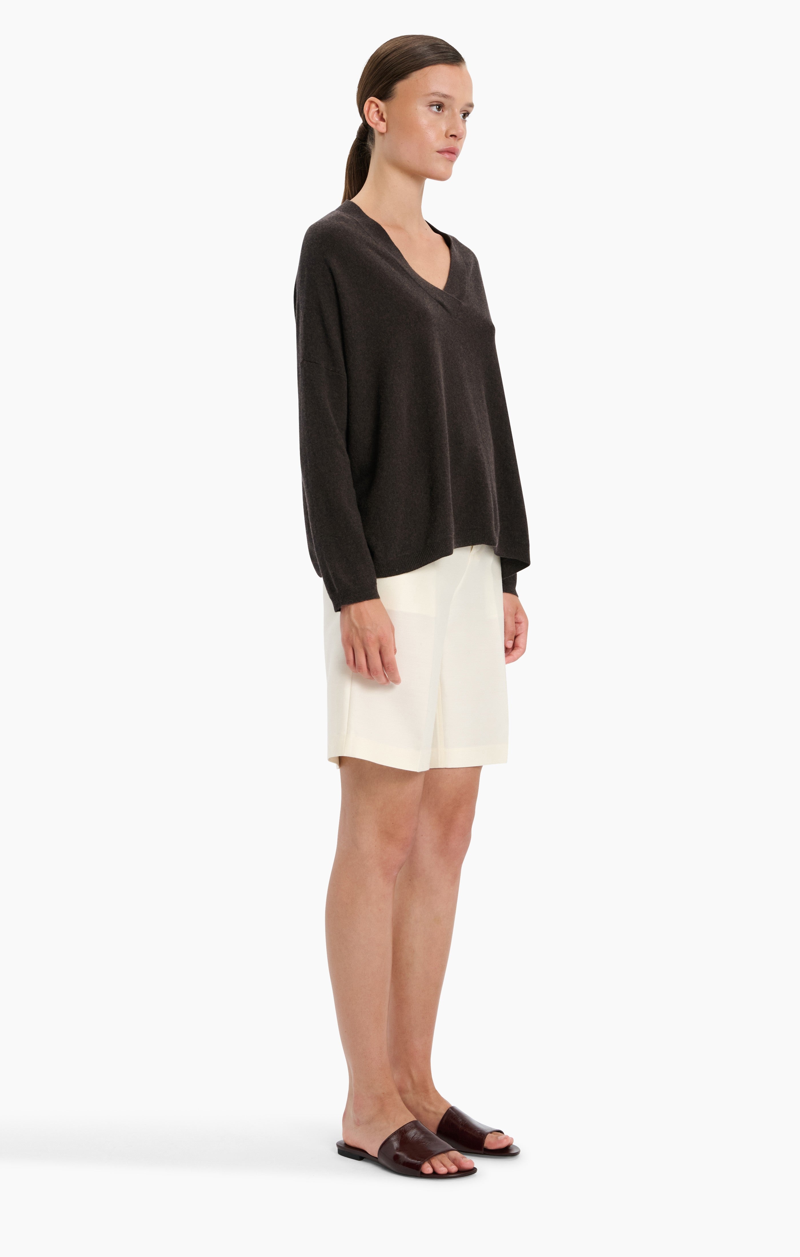 Bailey cashmere Sweater - Mocha Marl – side view