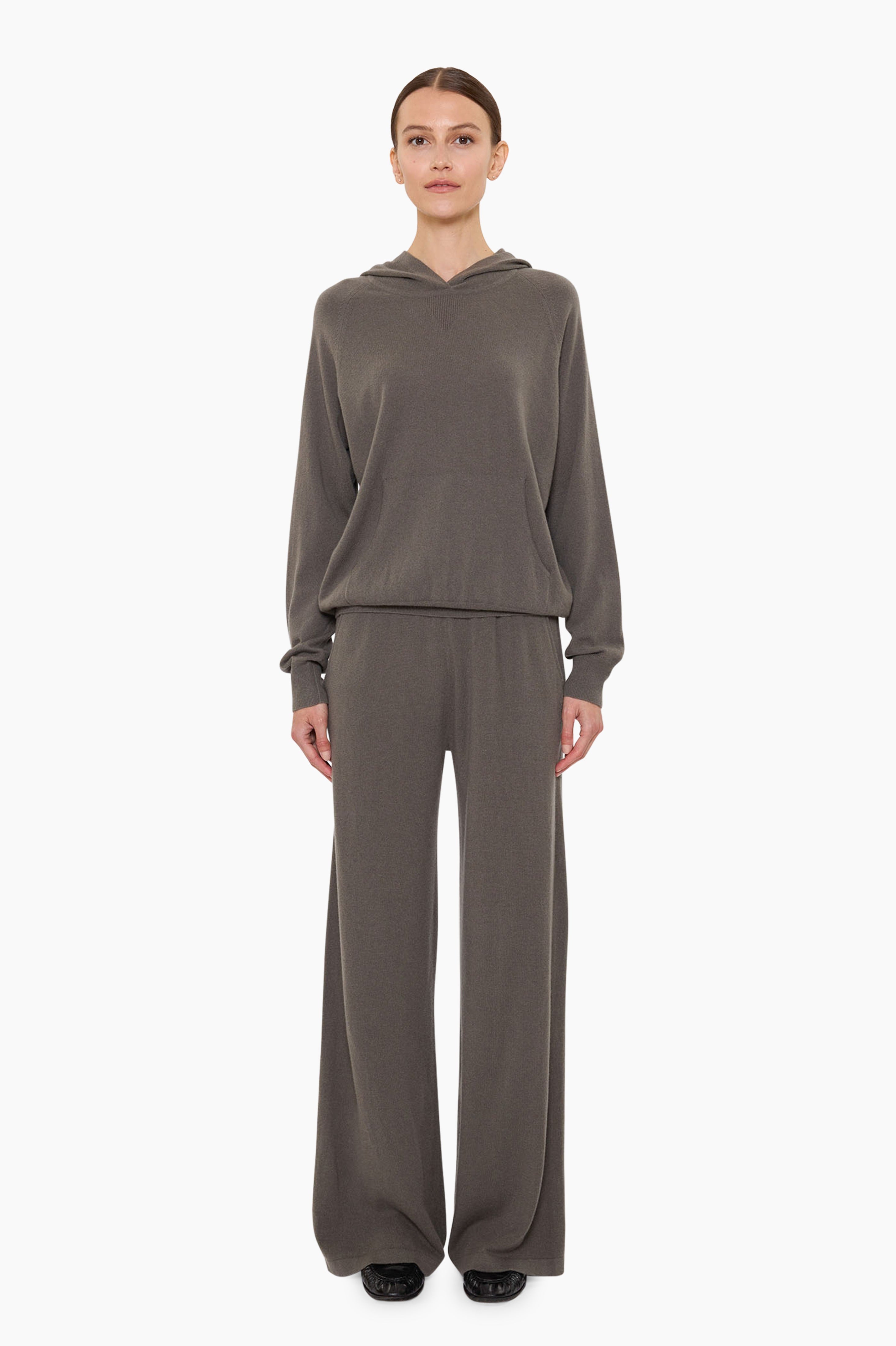 Bomore cashmere Trousers - Evergreen Fog – front view