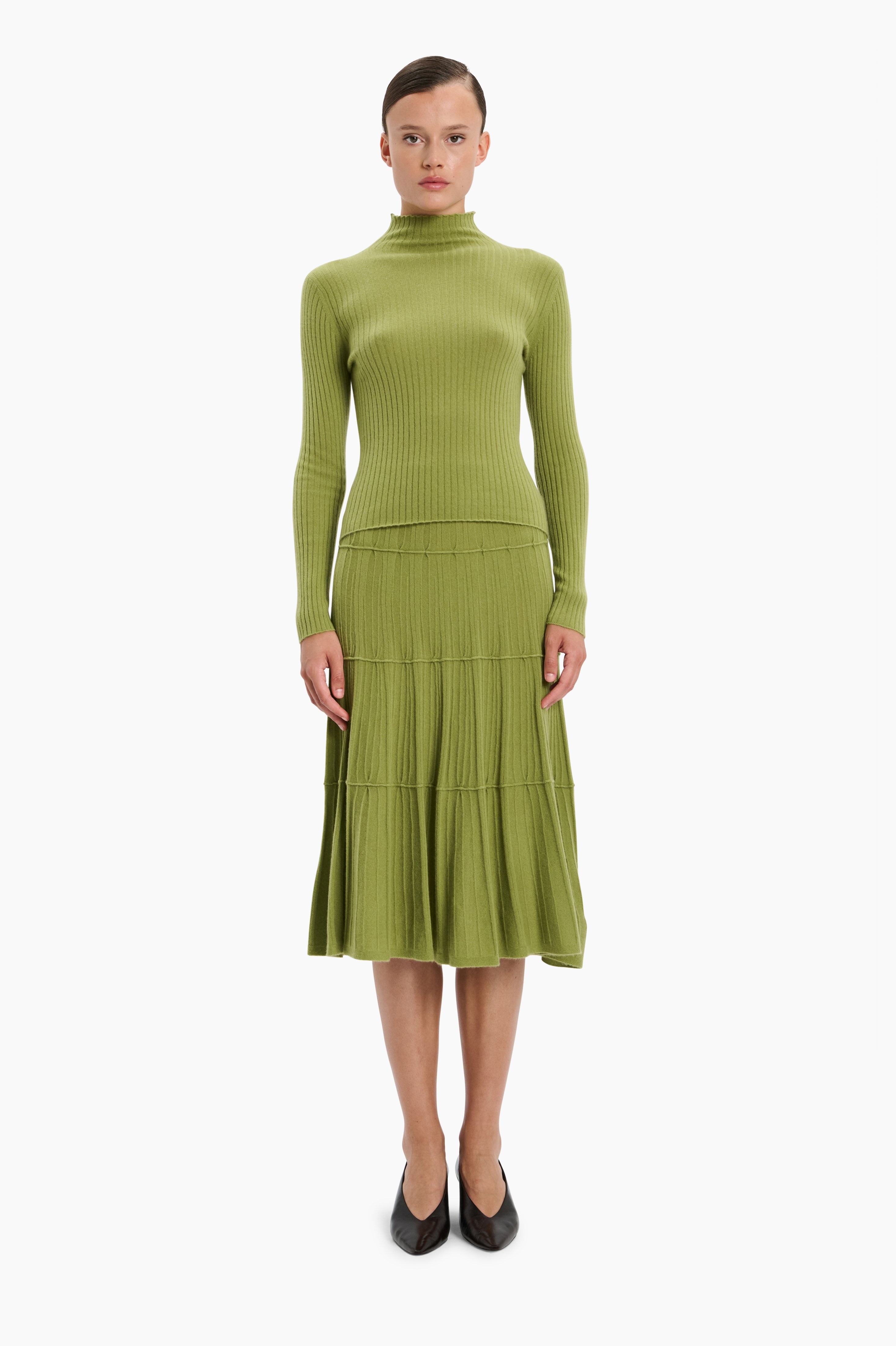 Ariana cashmere Sweater - Avocado – front view