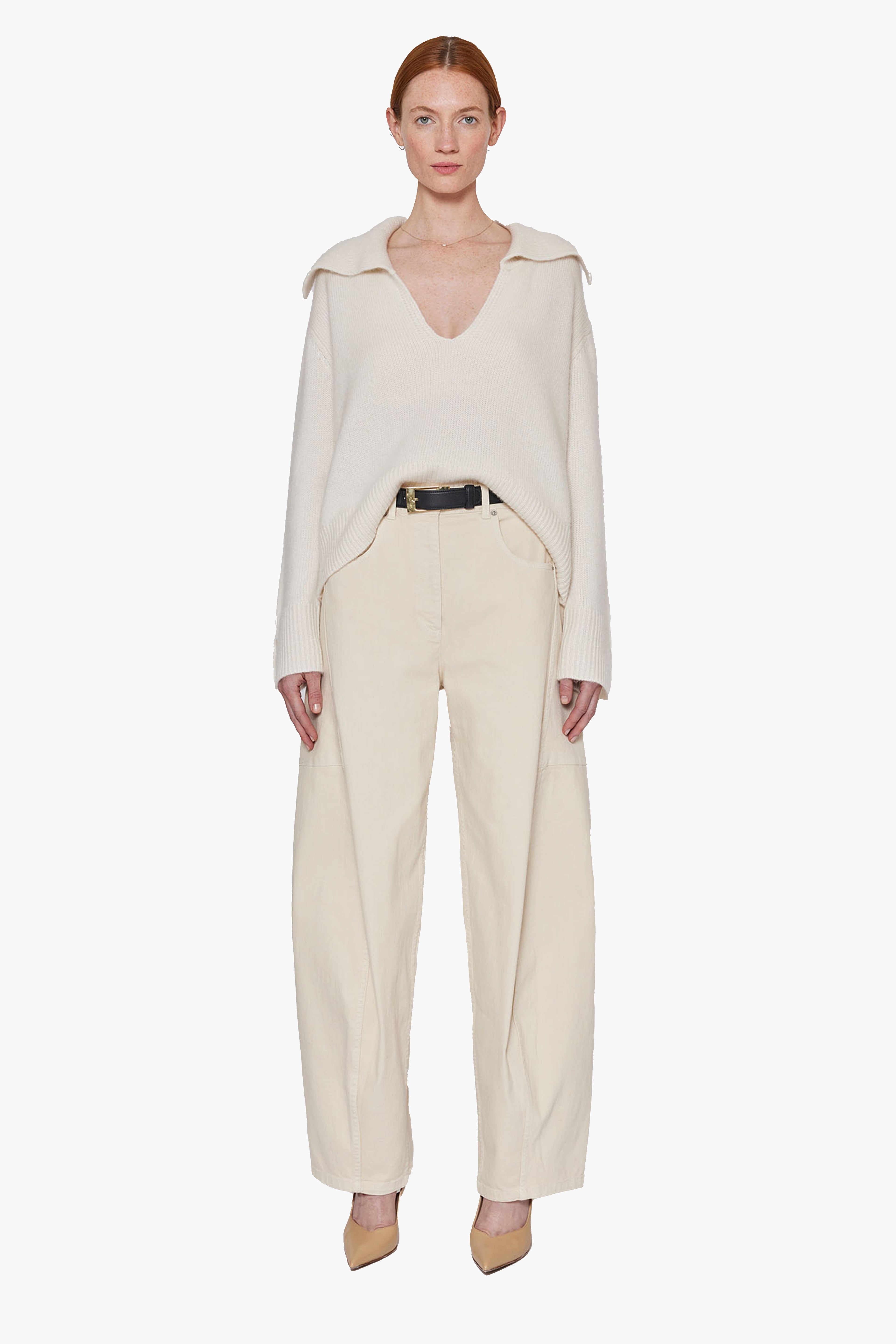 Cortina cashmere Sweater - Ivory – front view