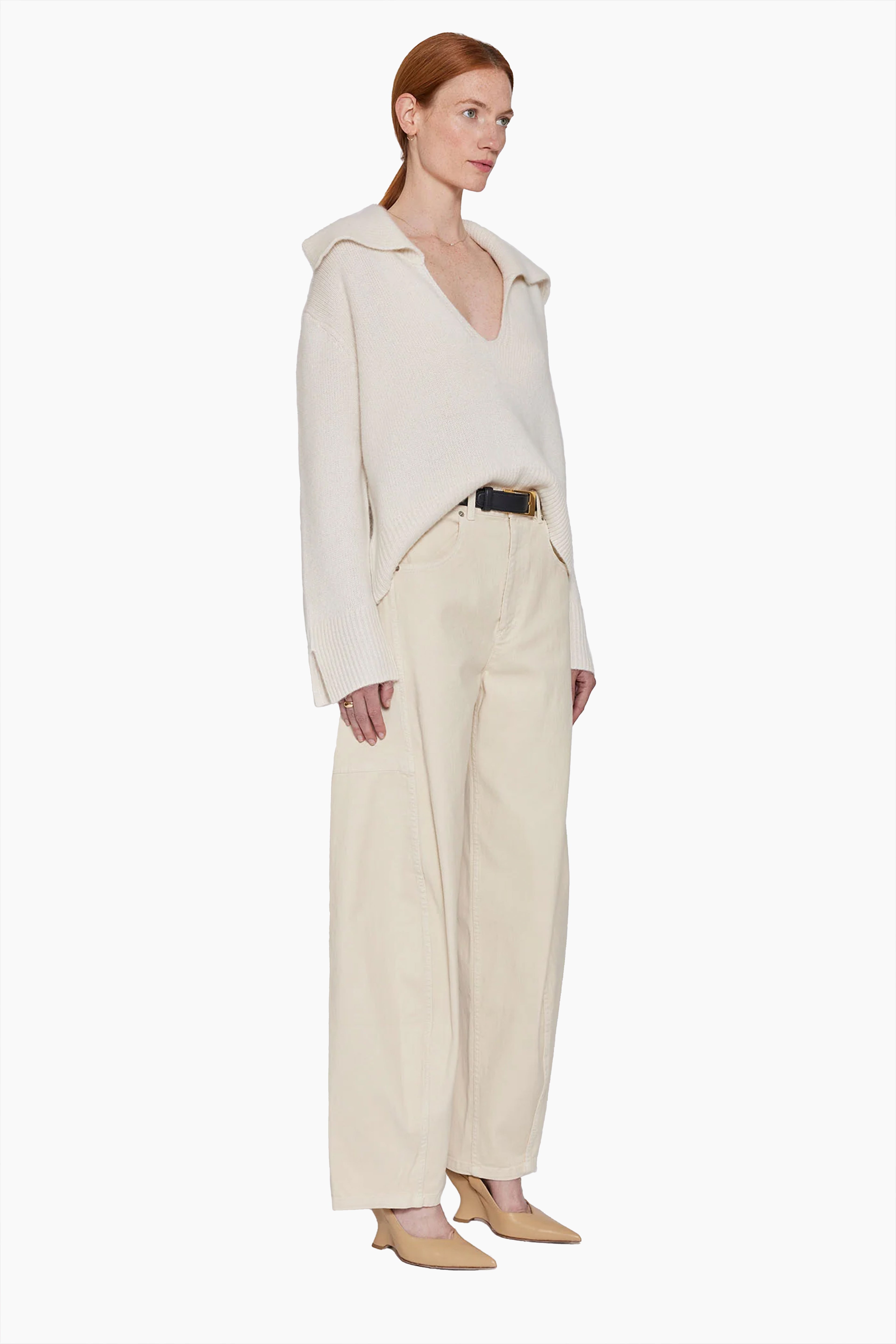 Cortina cashmere Sweater - Ivory – side view