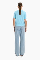Logan Crew T-cashmere Shirt - Aquamarine – back view