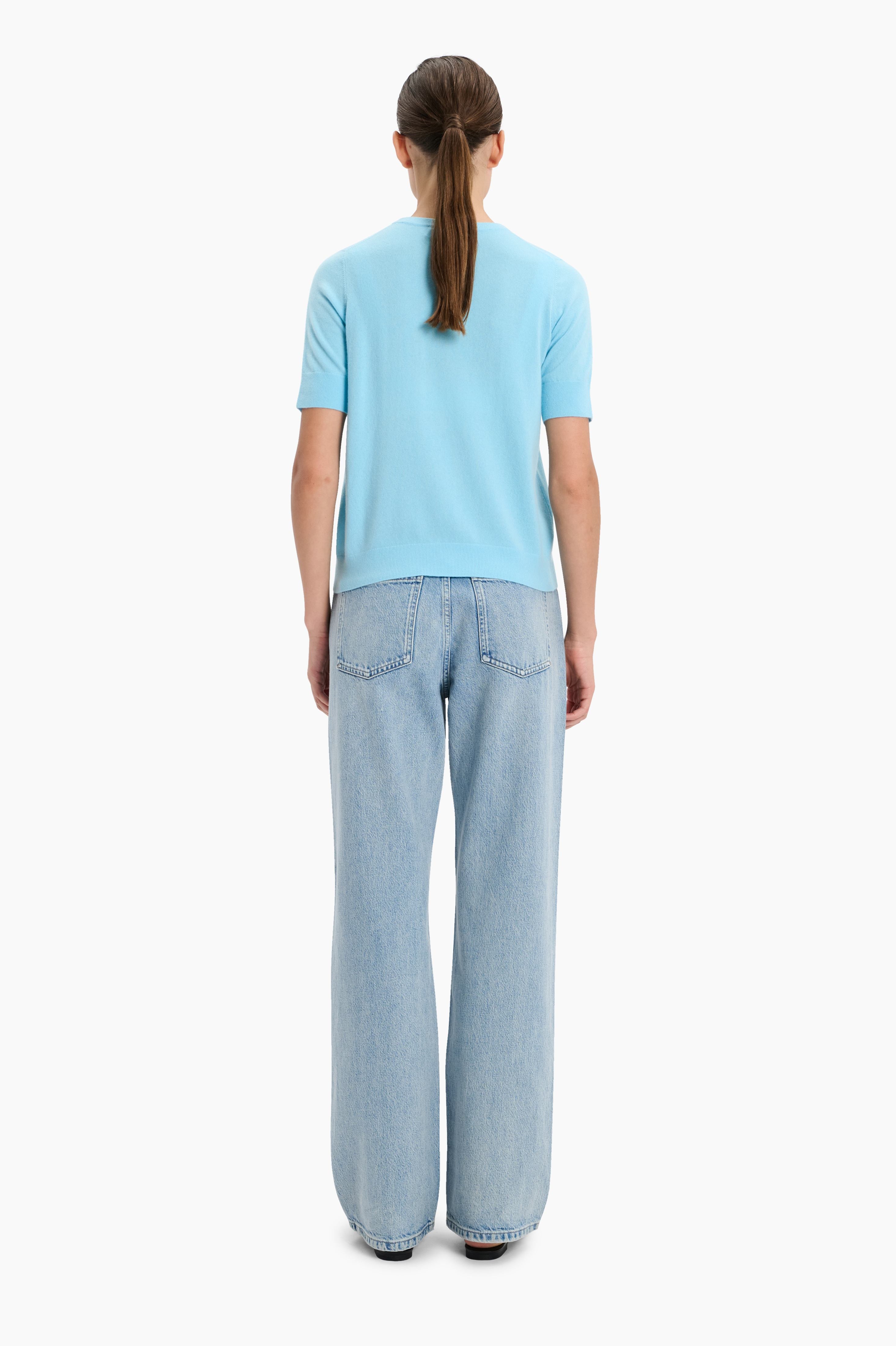 Logan Crew T-cashmere Shirt - Aquamarine – back view