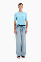 Logan Crew T-cashmere Shirt - Aquamarine – front view