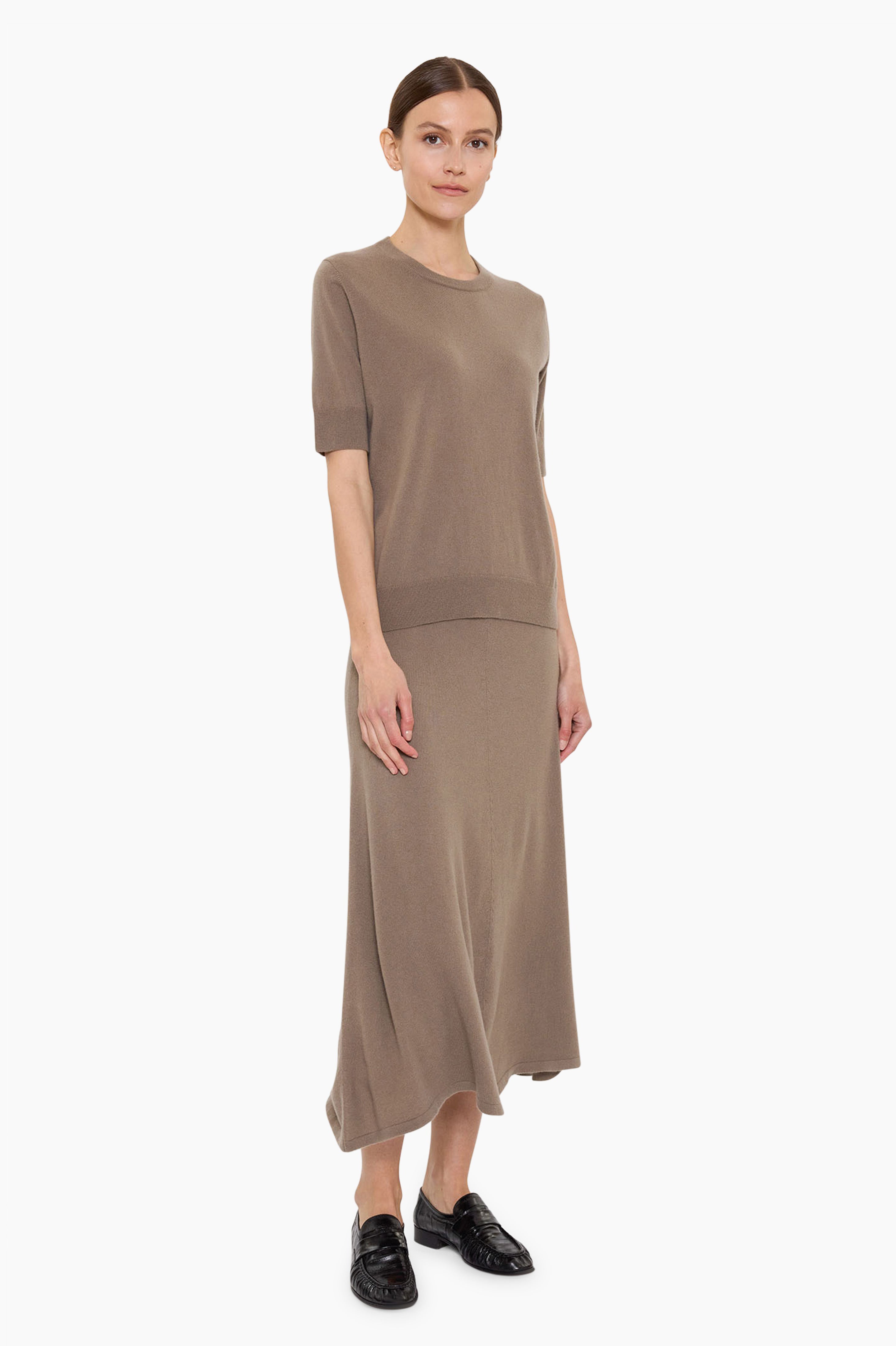 Logan Crew T-cashmere Shirt - Desert Taupe – side view