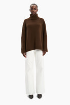 New Mimi cashmere Sweater - Brown Chocolate Marl – front view