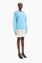 Estelle cashmere Sweater - Aquamarine – side view