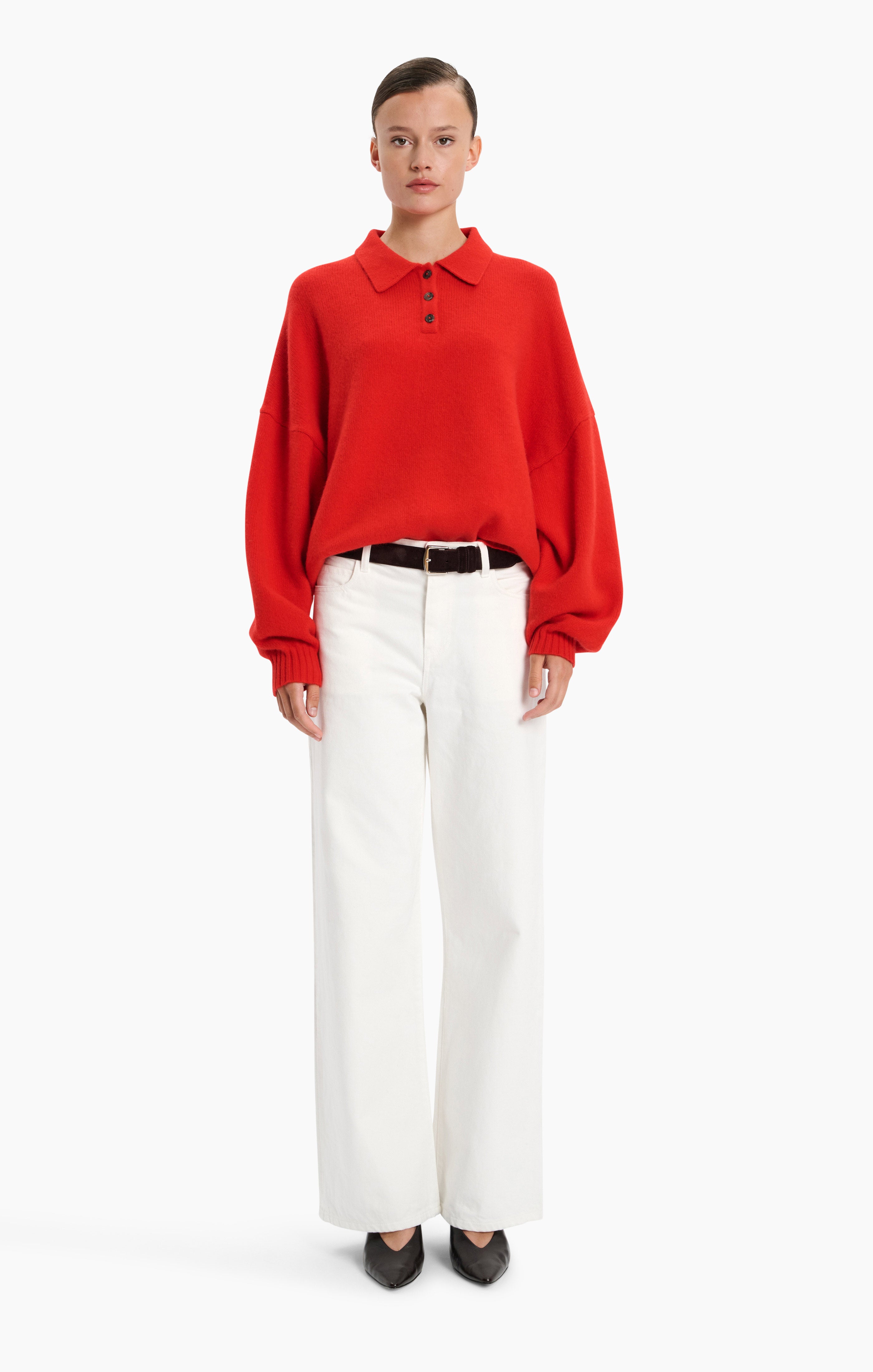 King’s Road cashmere Sweater - Lipstick Red – front view