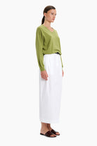 Briony cashmere Sweater - Avocado – side view