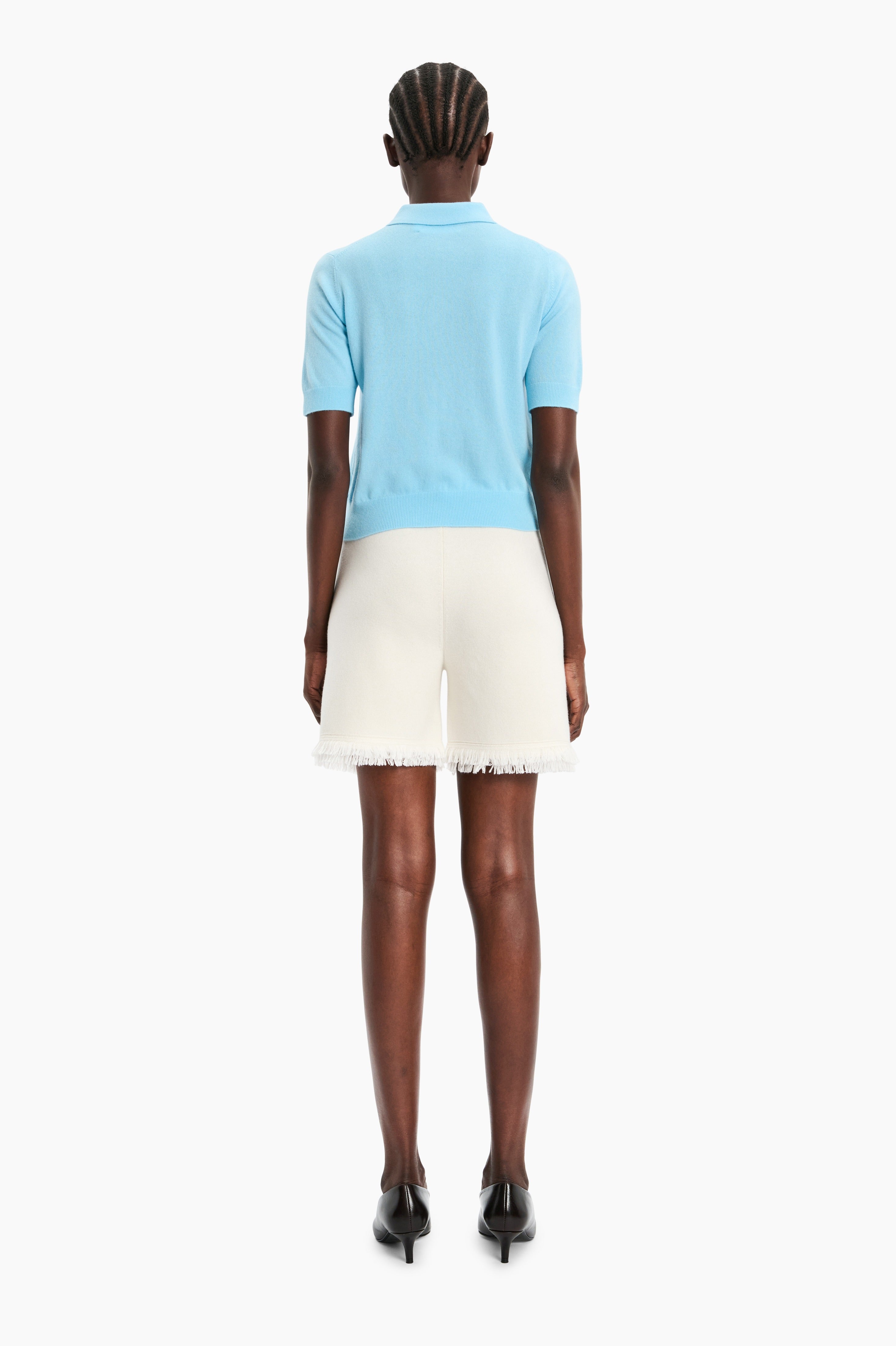 Octavia Polo cashmere Shirt - Aquamarine – back view