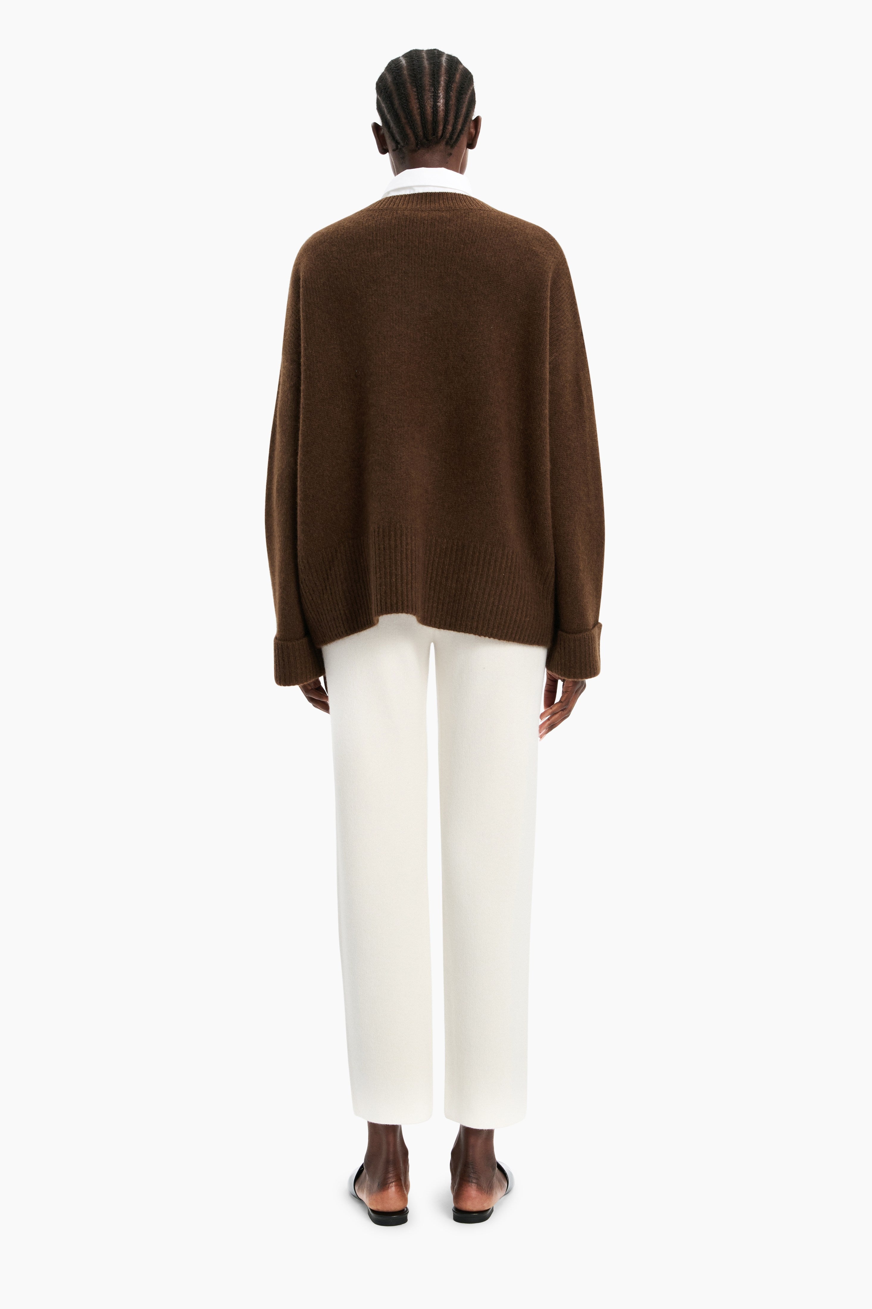 Knightsbridge cashmere Sweater - Brown Chocolate Marl – back view