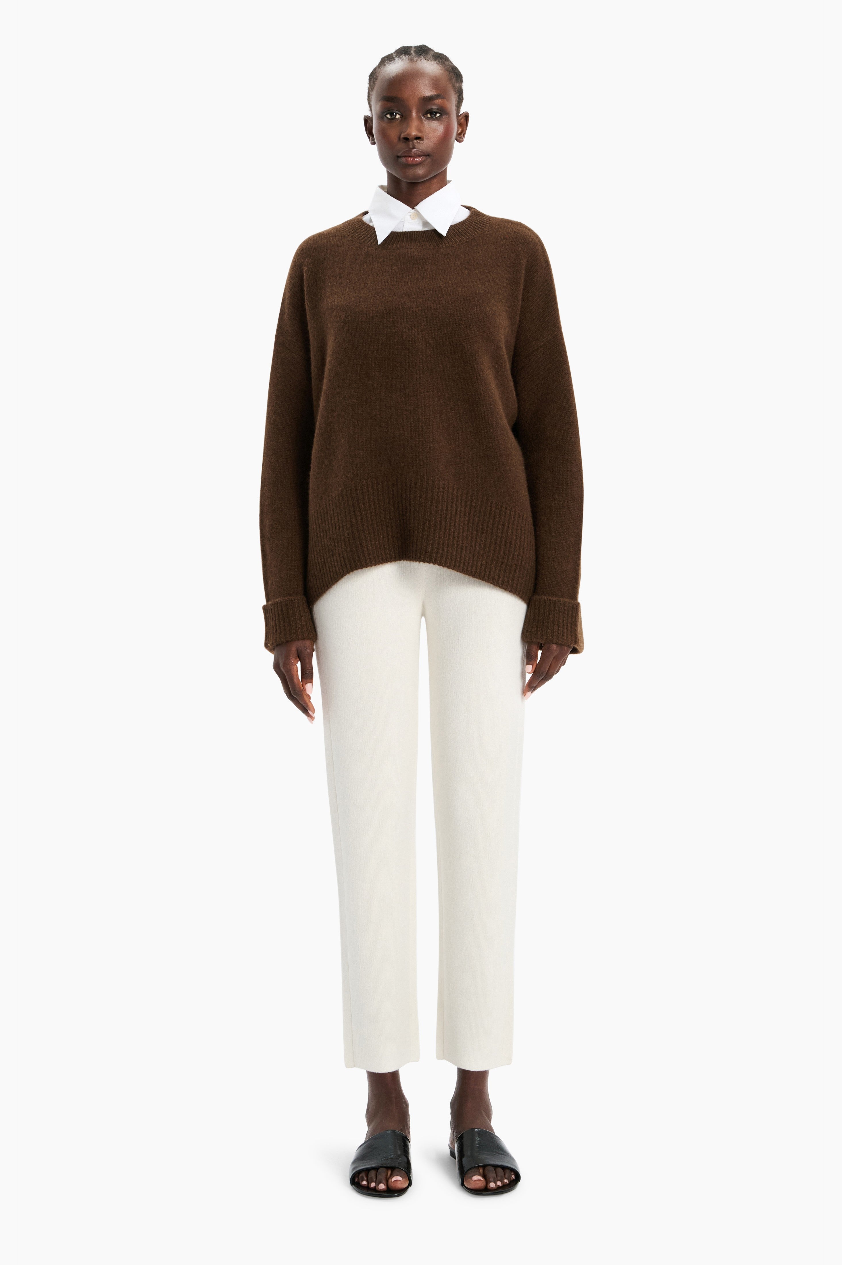 Knightsbridge cashmere Sweater - Brown Chocolate Marl – front view