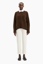 Knightsbridge cashmere Sweater - Brown Chocolate Marl – front view