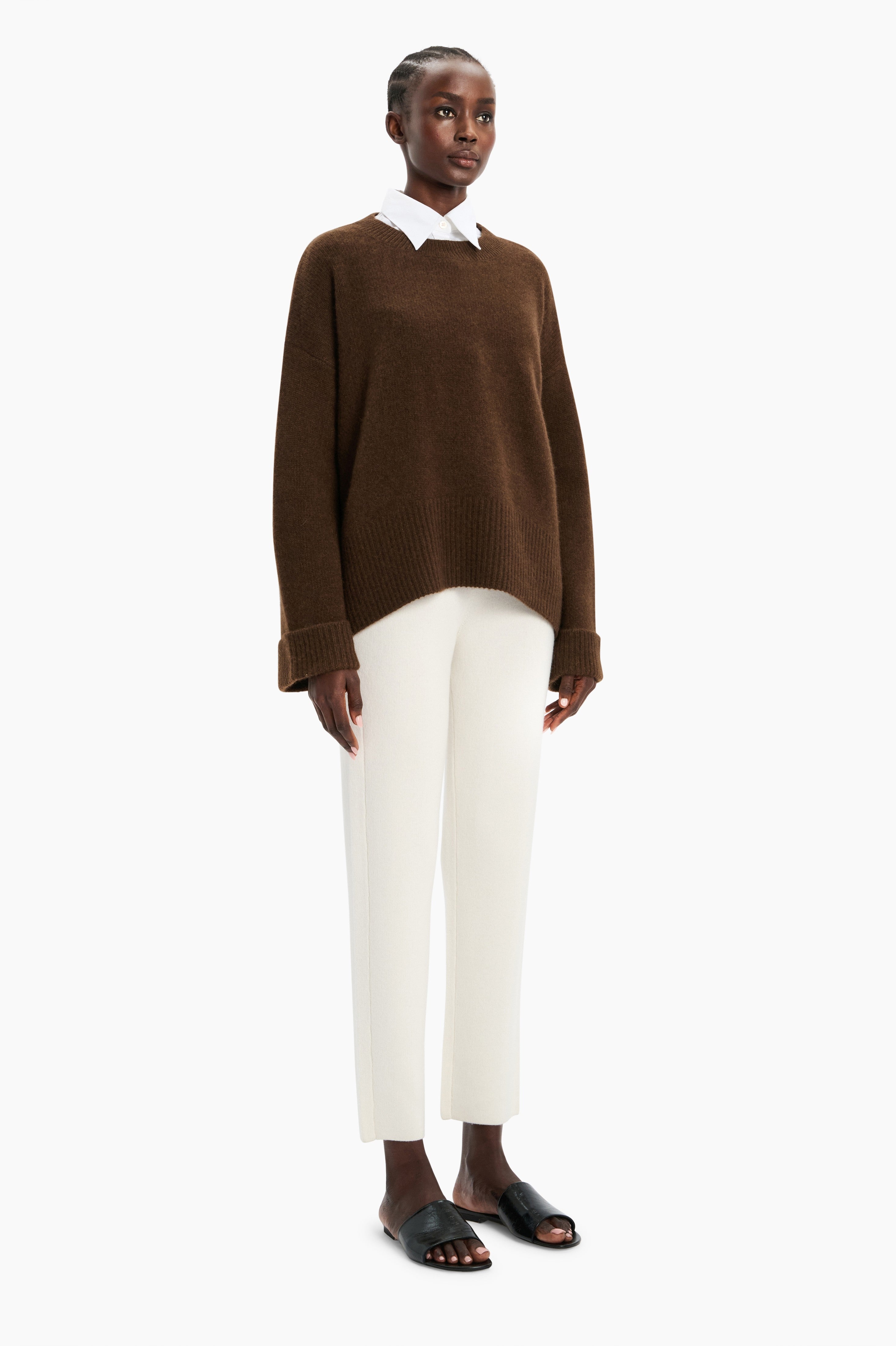 Knightsbridge cashmere Sweater - Brown Chocolate Marl – side view