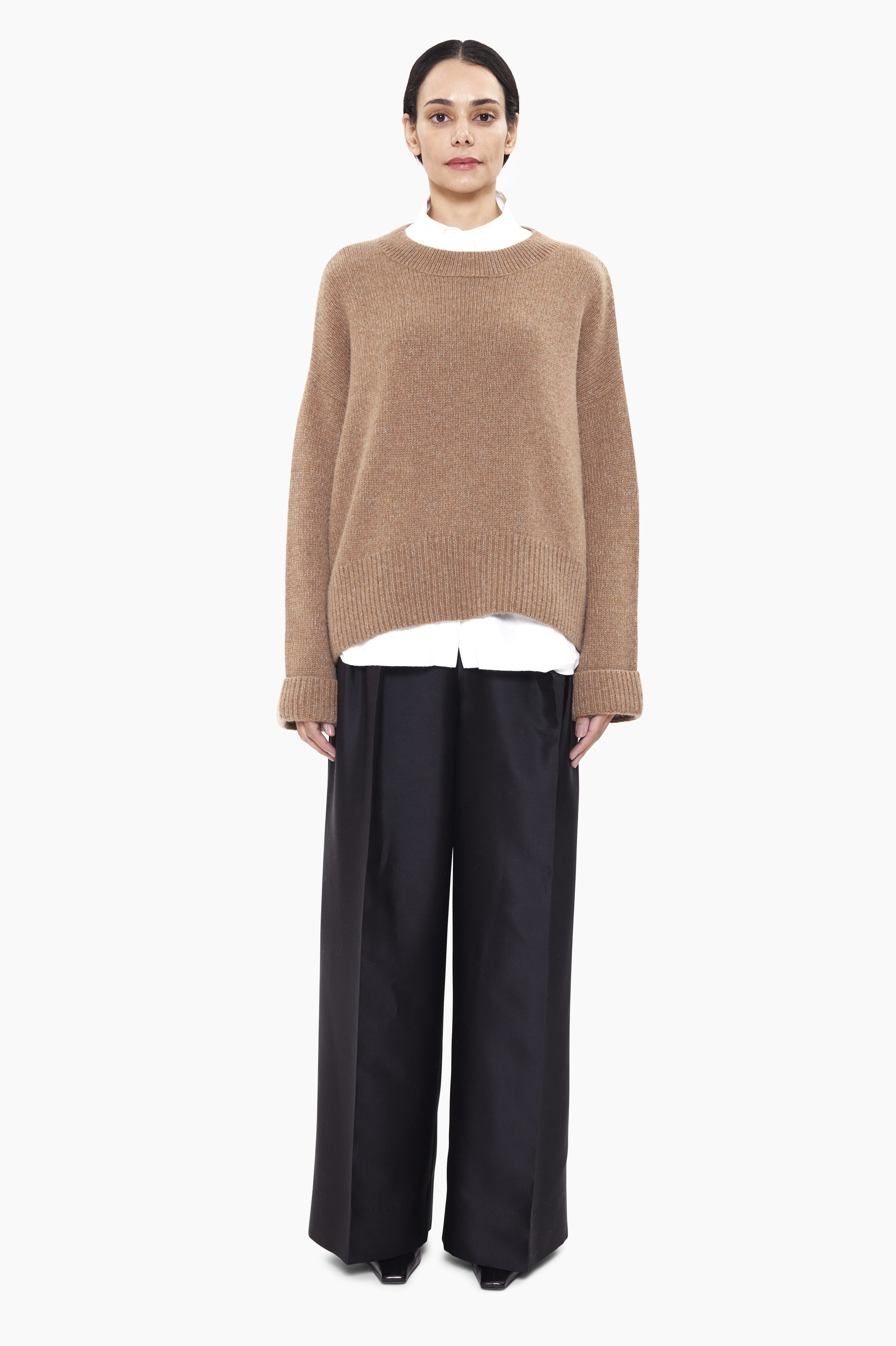 Knightsbridge cashmere Sweater - Camel Marl – front view