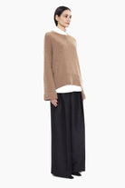 Knightsbridge cashmere Sweater - Camel Marl – side view