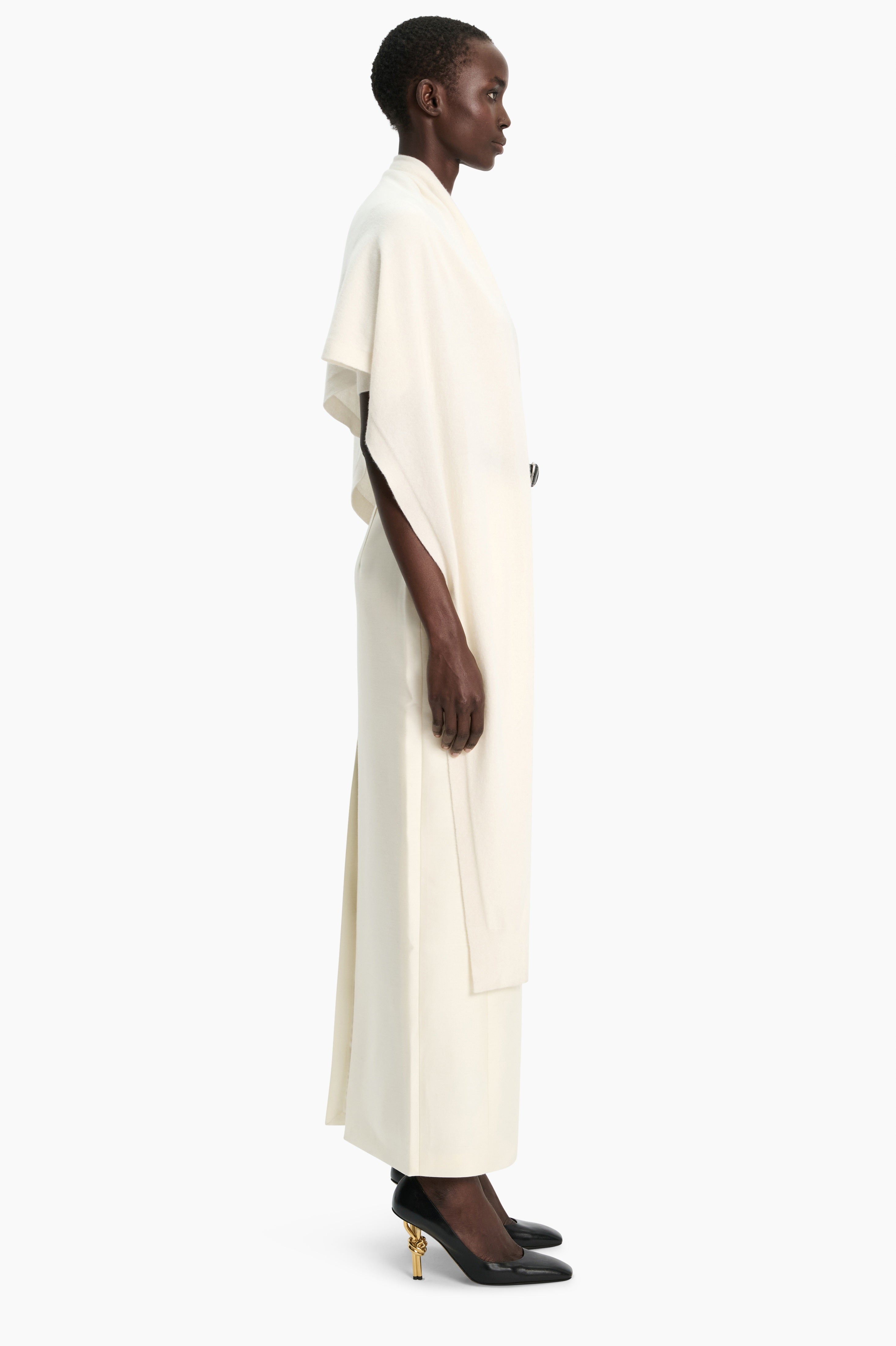Alfy cashmere Scarf - Ivory – side view
