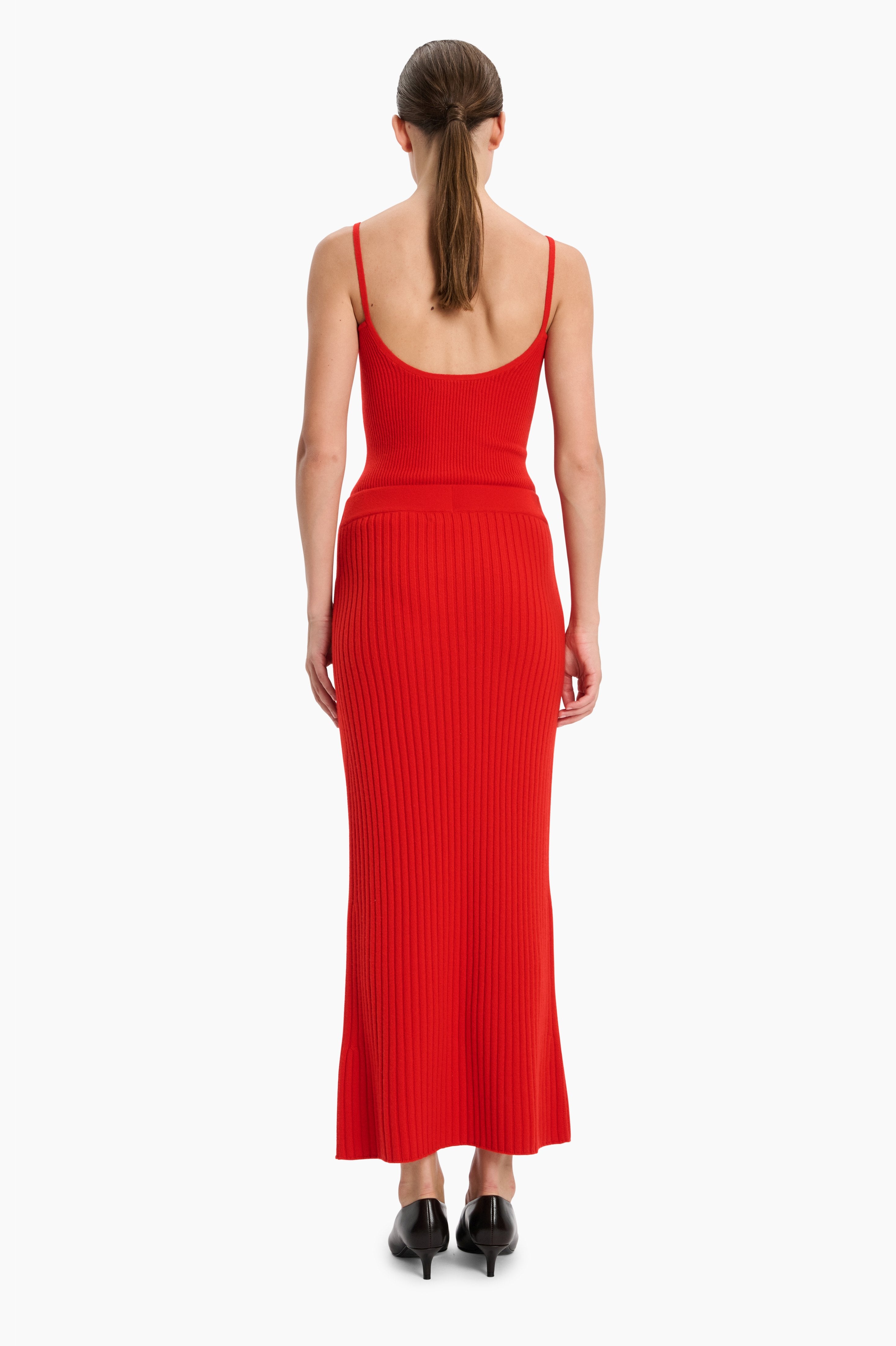 Lisa cashmere Skirt - Lipstick Red – back view