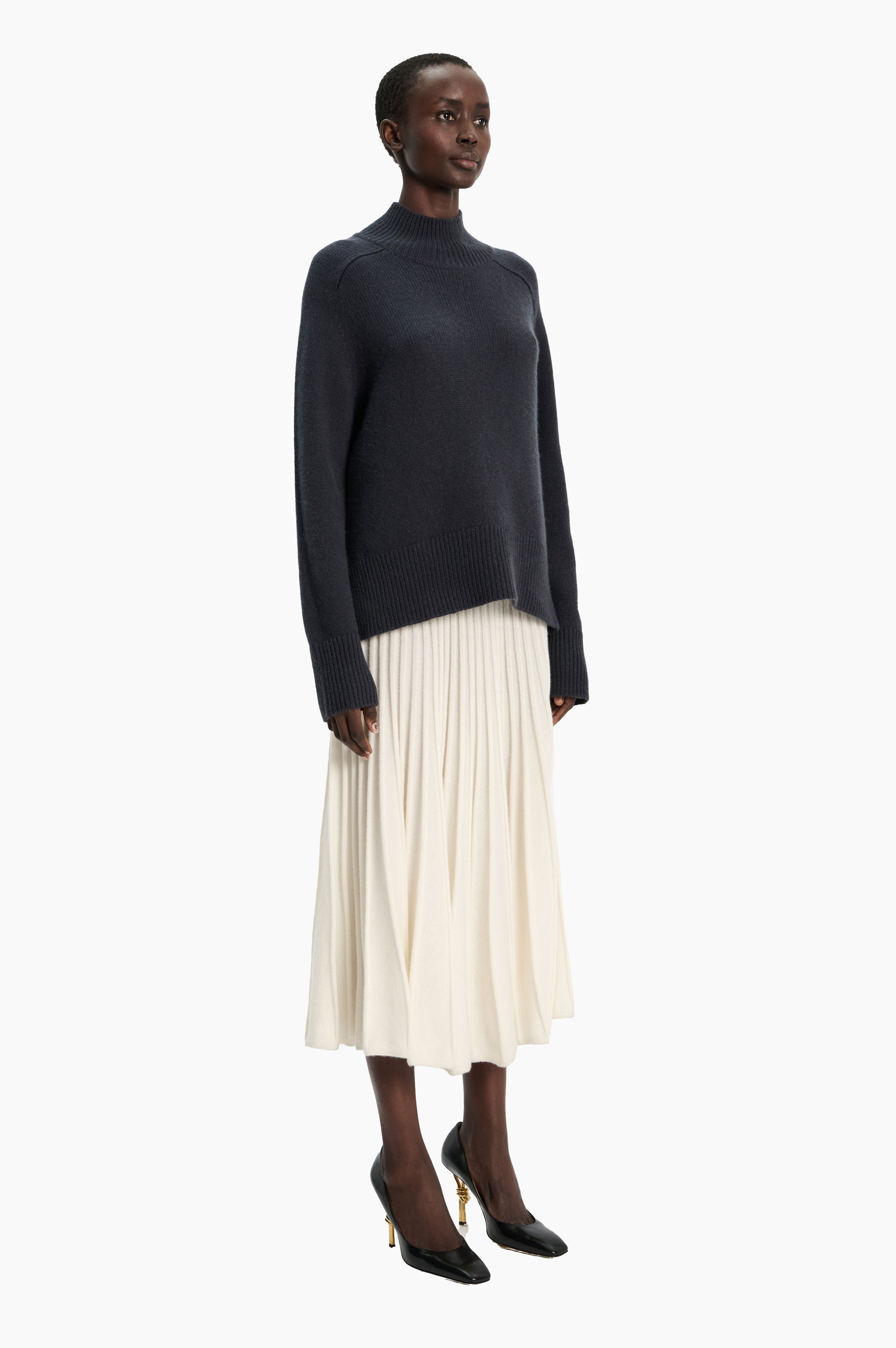 Sabrina cashmere Skirt - Ivory – side view