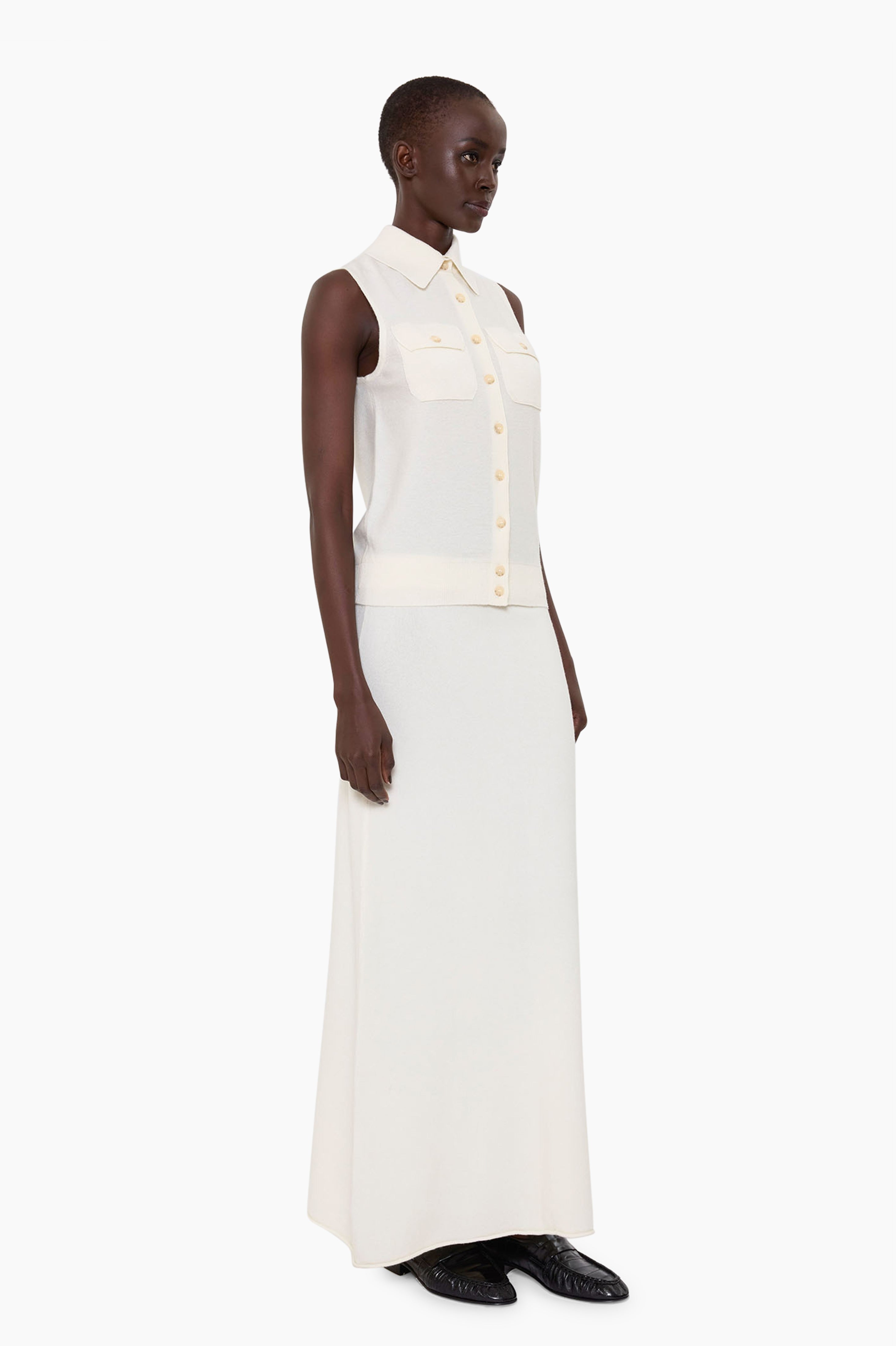 Shelby cashmere Vest - Ivory – side view