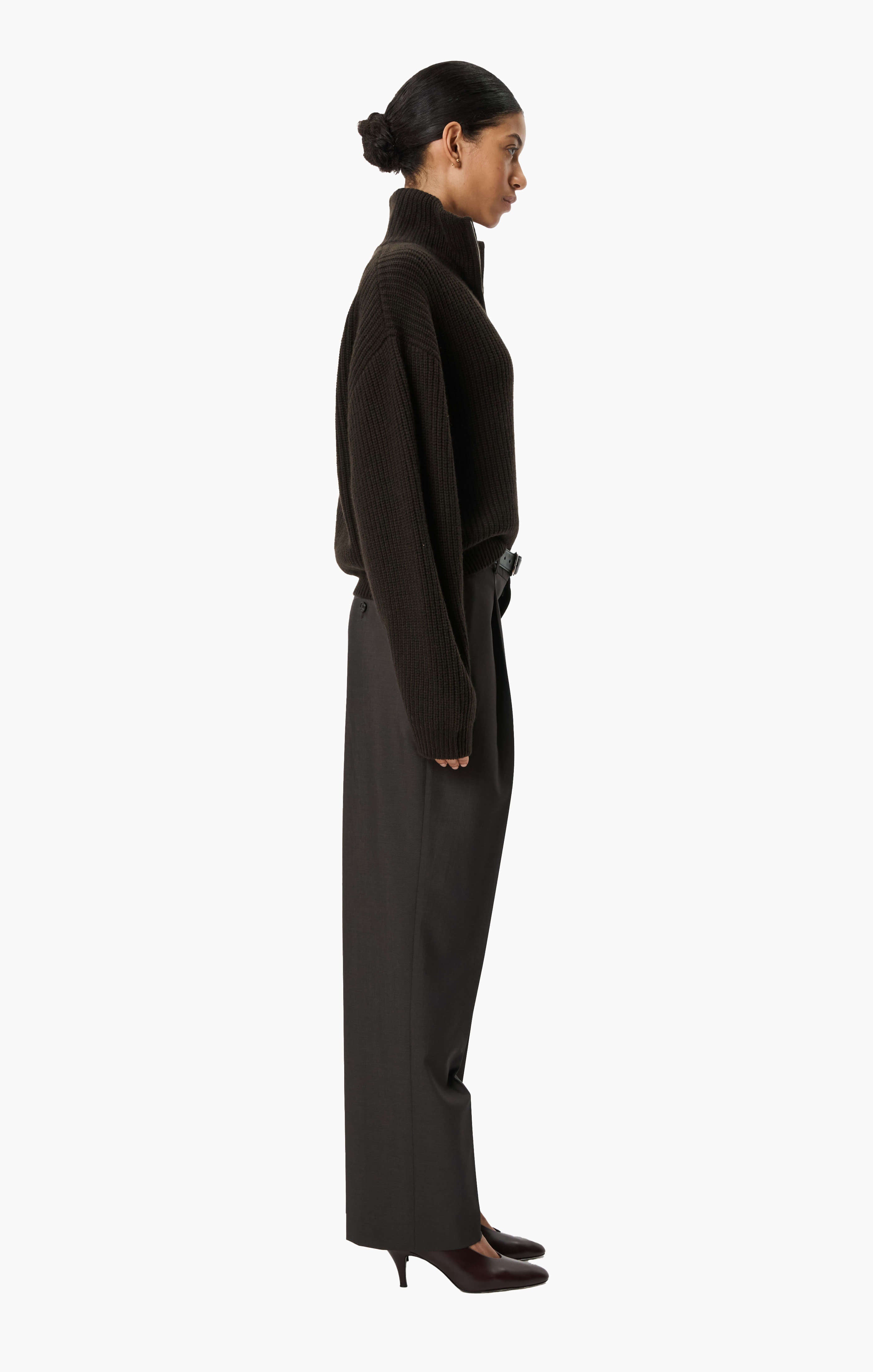 Millie cashmere Sweater - Brown Wood – side view