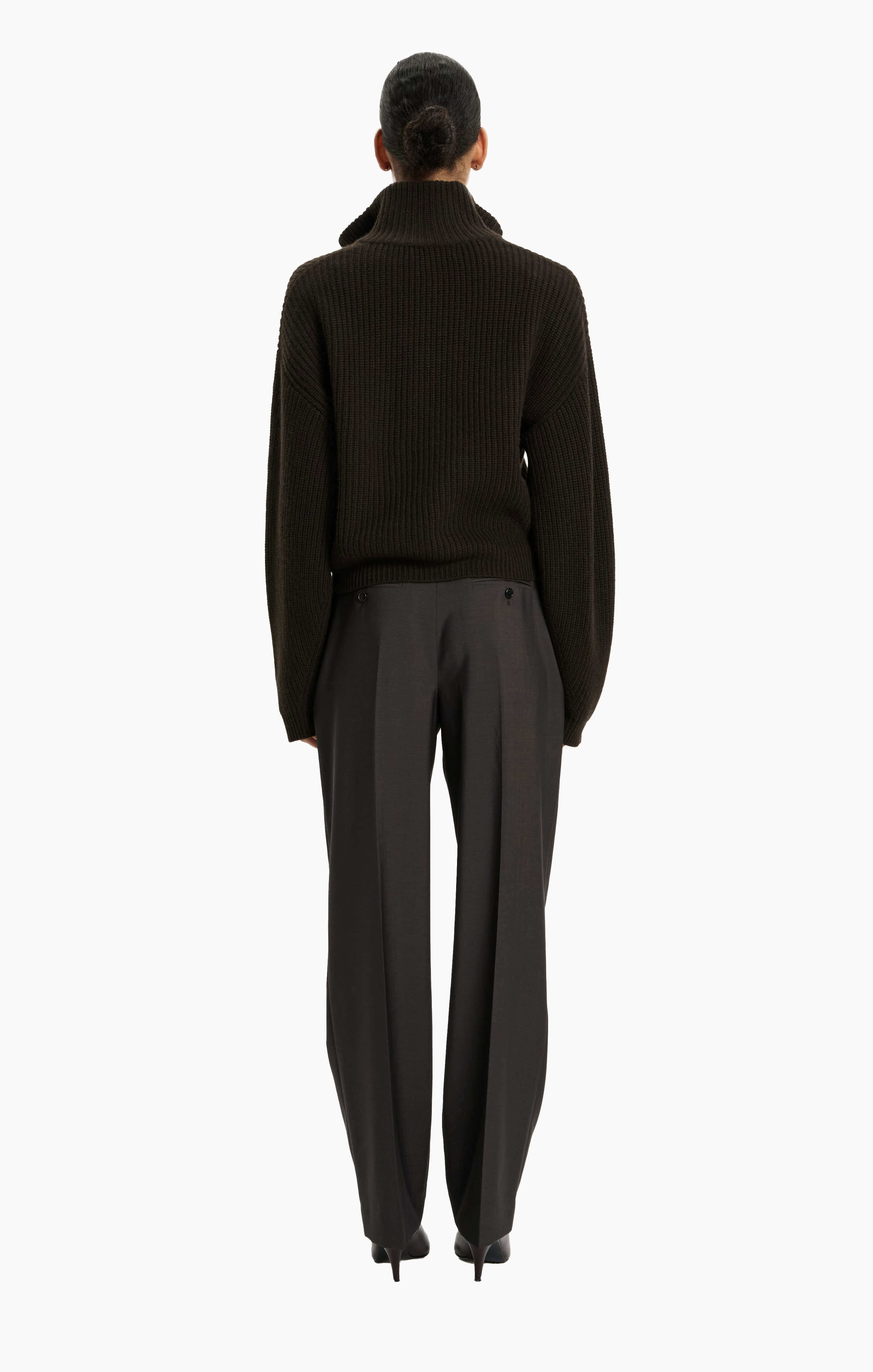 Millie cashmere Sweater - Brown Wood – back view