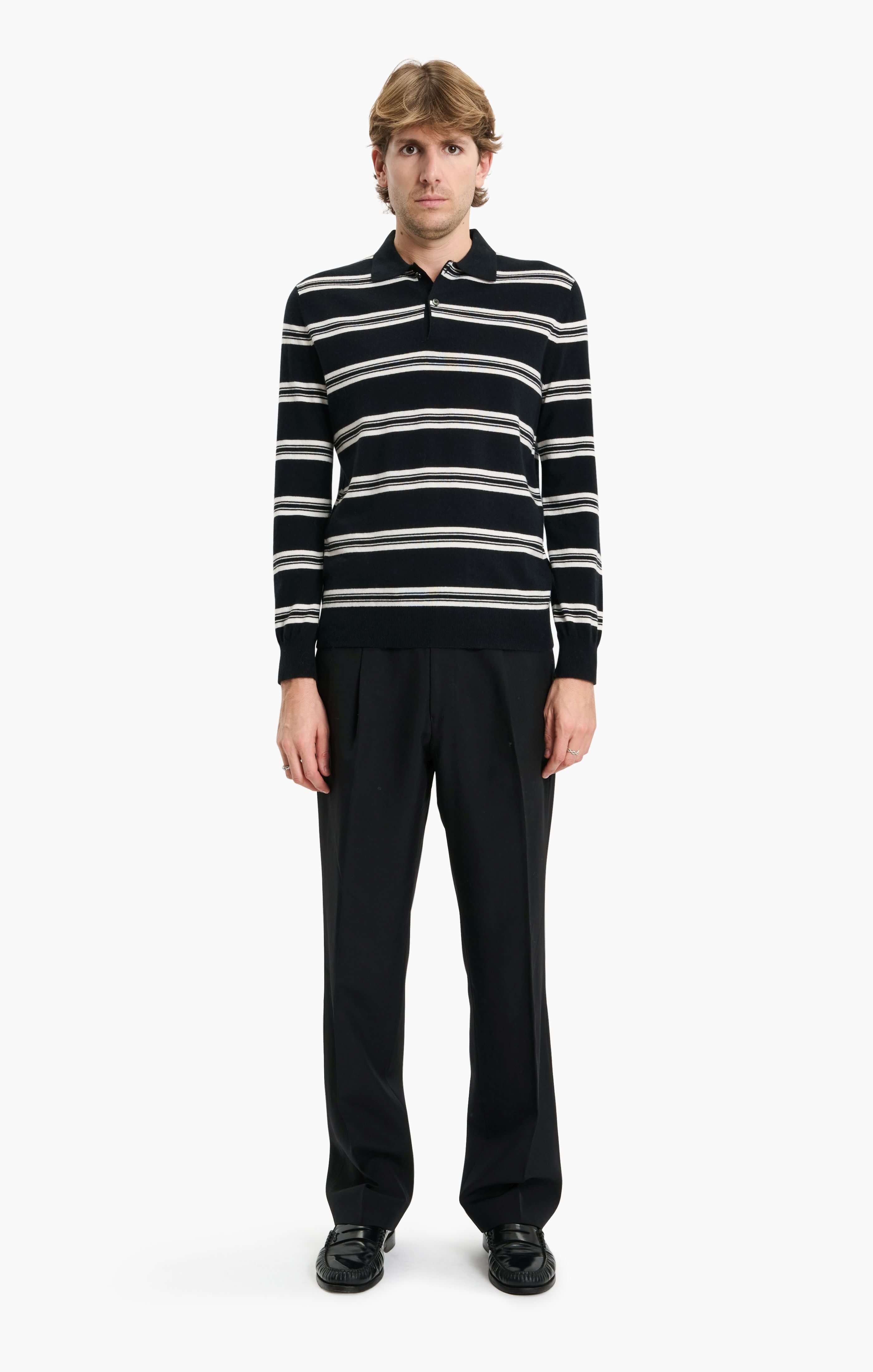 Mr Swansea Striped cashmere Sweater - Black – front view