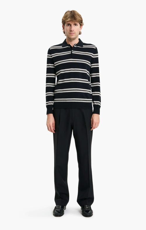 Mr Swansea Striped Sweater - Black