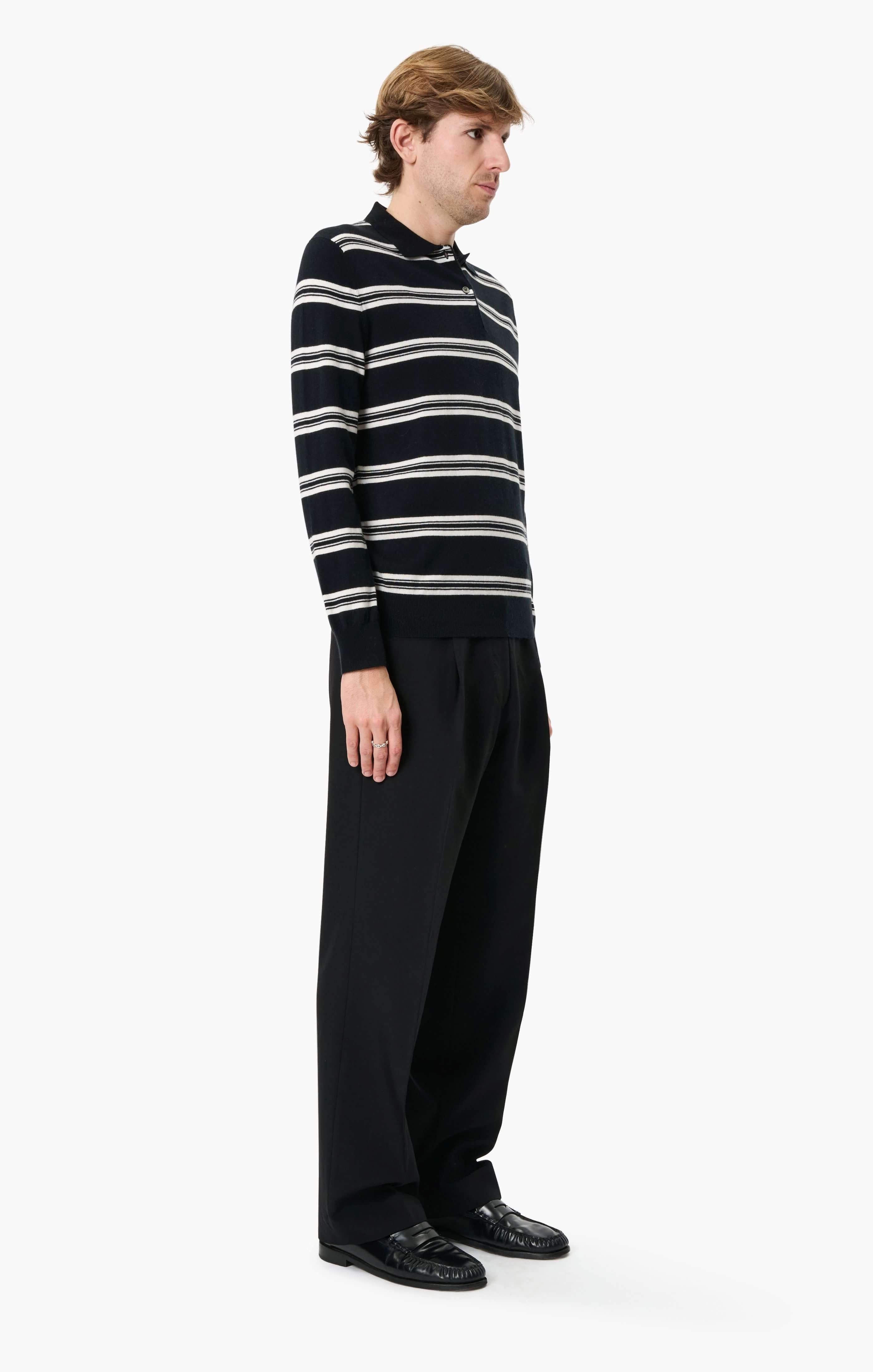 Mr Swansea Striped cashmere Sweater - Black – side view