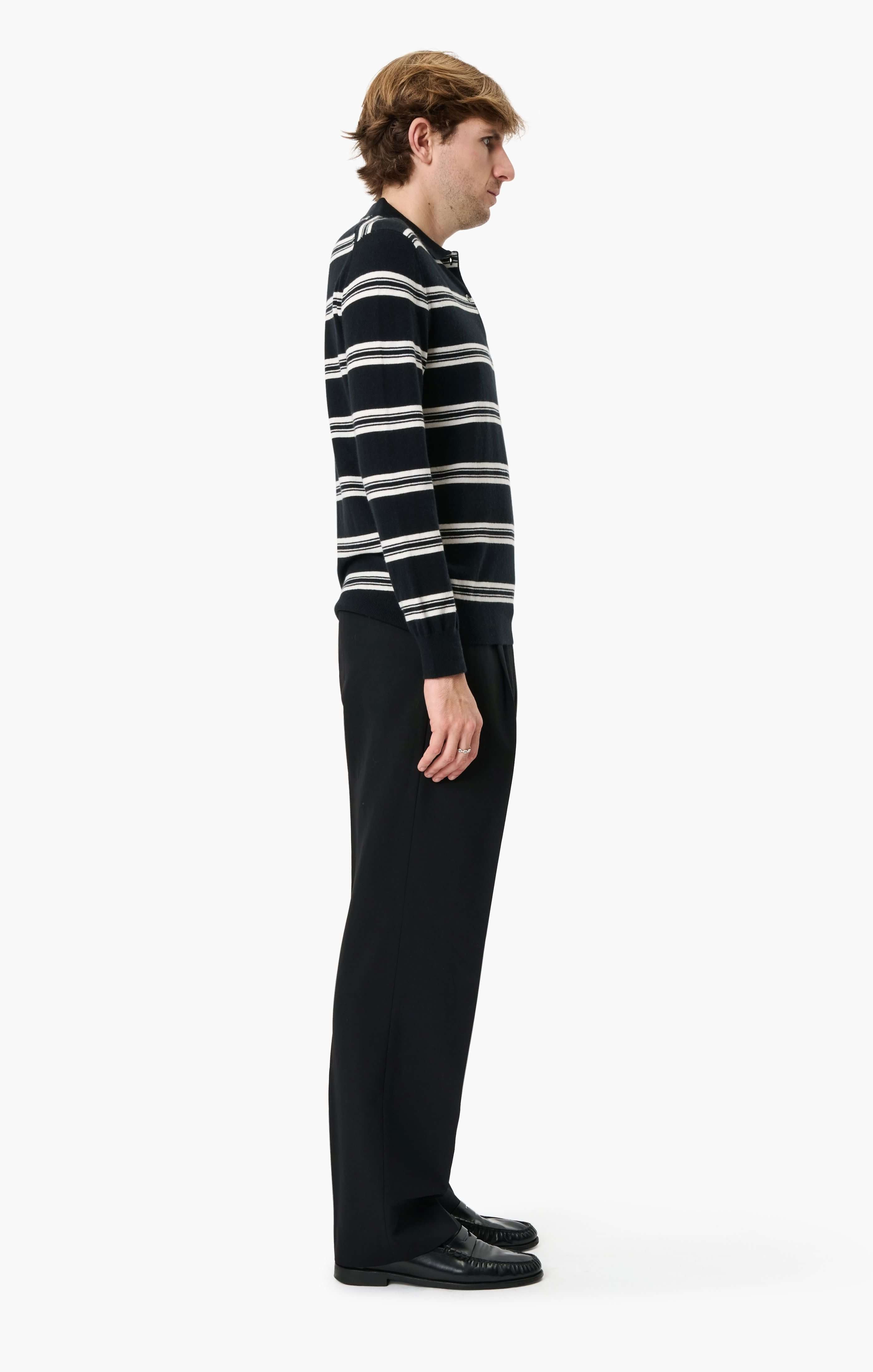 Mr Swansea Striped cashmere Sweater - Black – side view